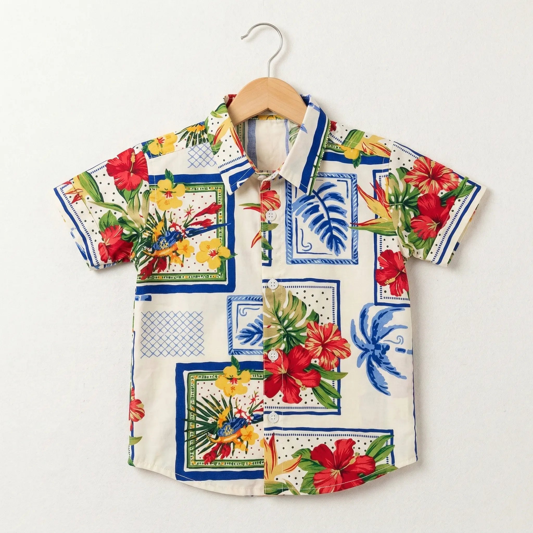 Short Sleeve Tropical Collage Print Shirt Momuko Kids