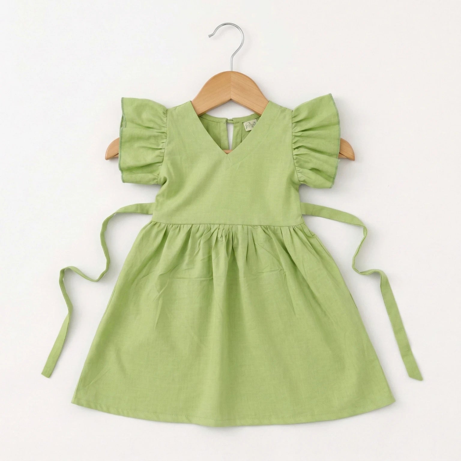 Ruffle Sleeve Green Frock Momuko Kids