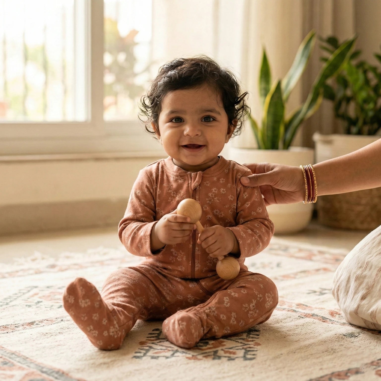 Burnt Orange Printed Overalls Momuko Kids