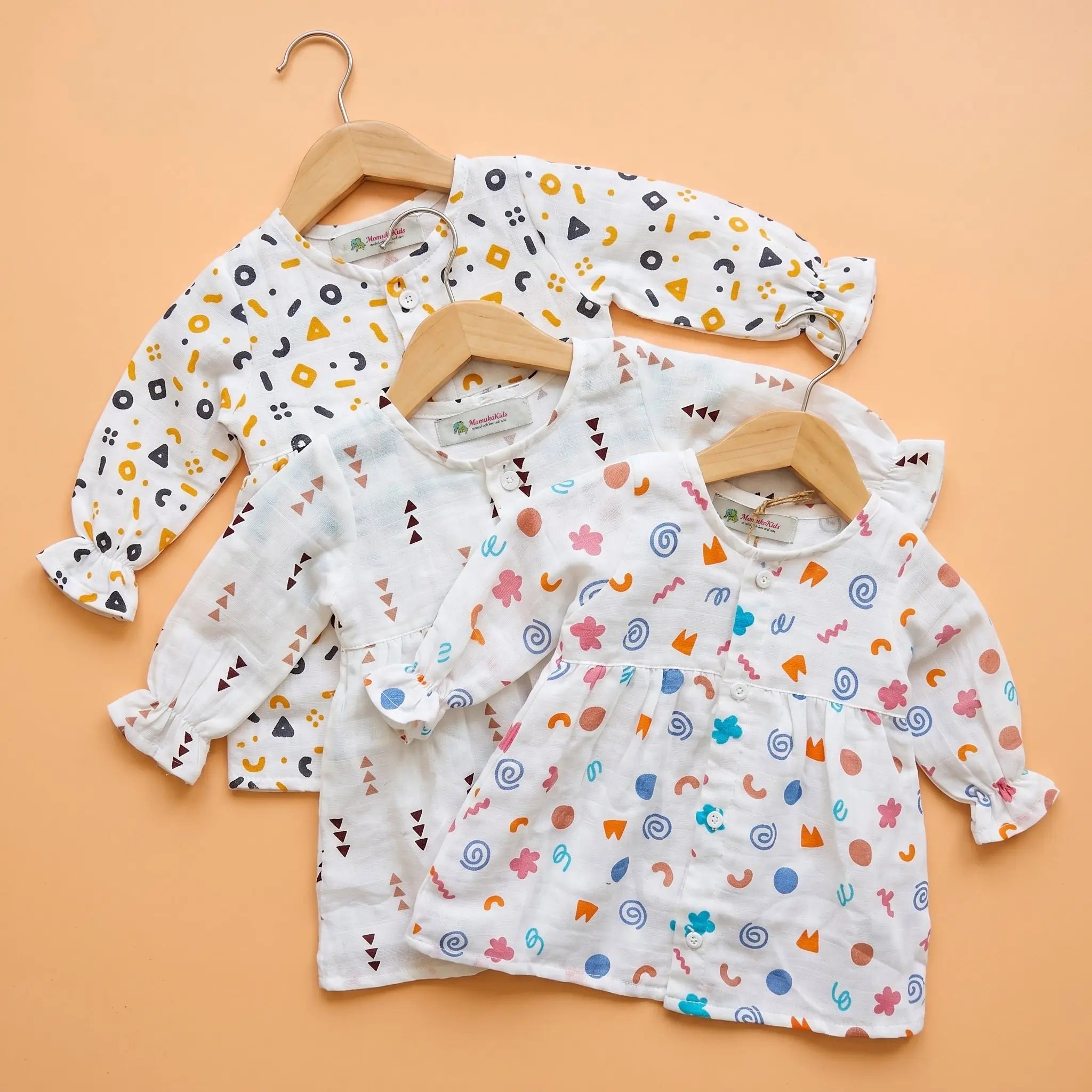 Full Sleeve Muslin Frock (Set of 3) Momuko Kids