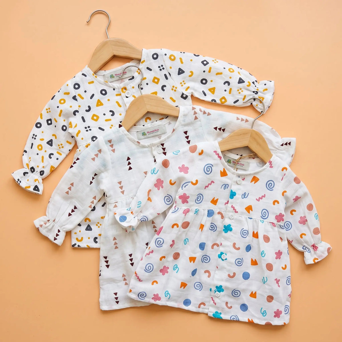Full Sleeve Muslin Frock (Set of 3) Momuko Kids