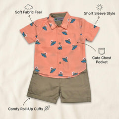 UFO Shirt with Khakhi Shorts Momuko Kids