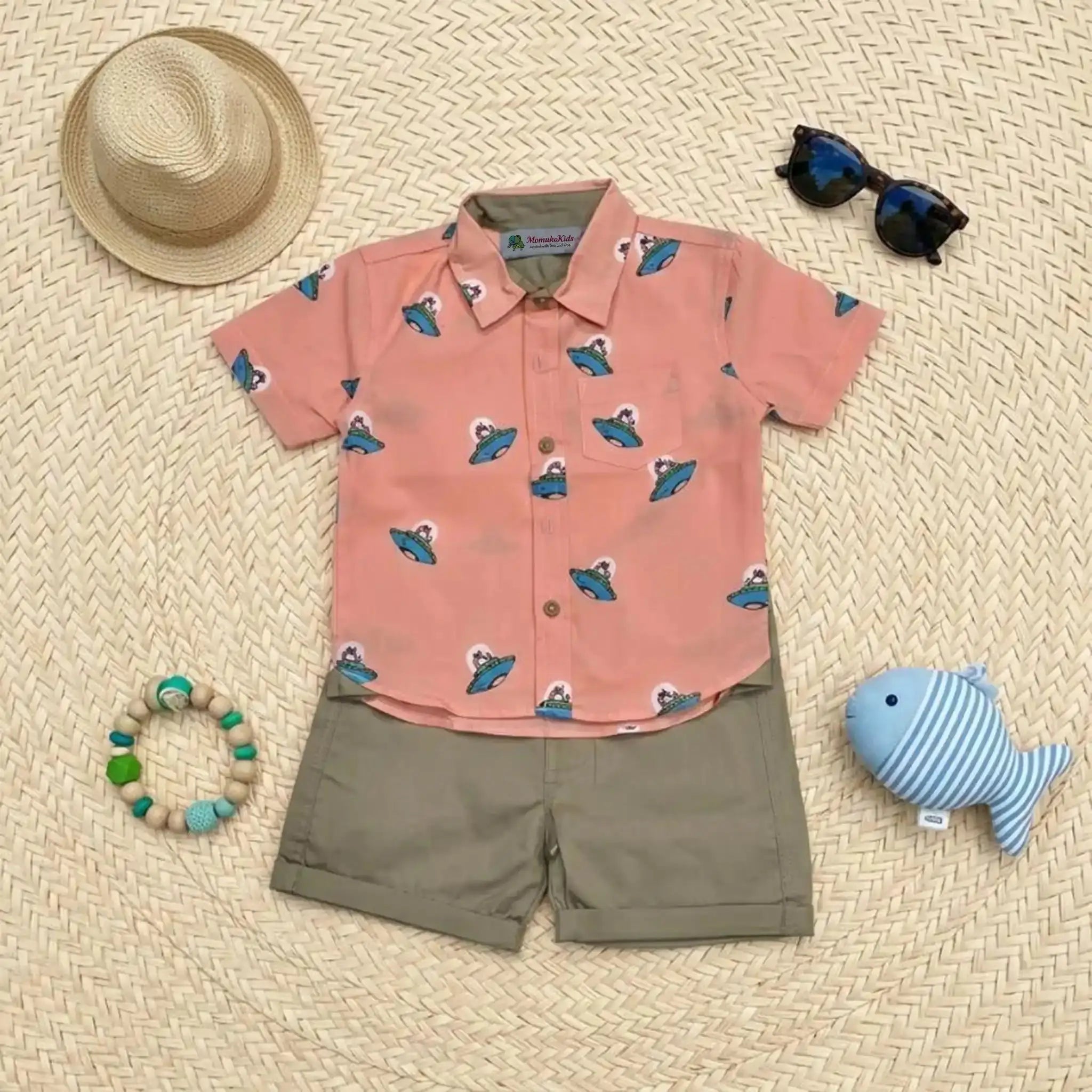 UFO Shirt with Khakhi Shorts Momuko Kids