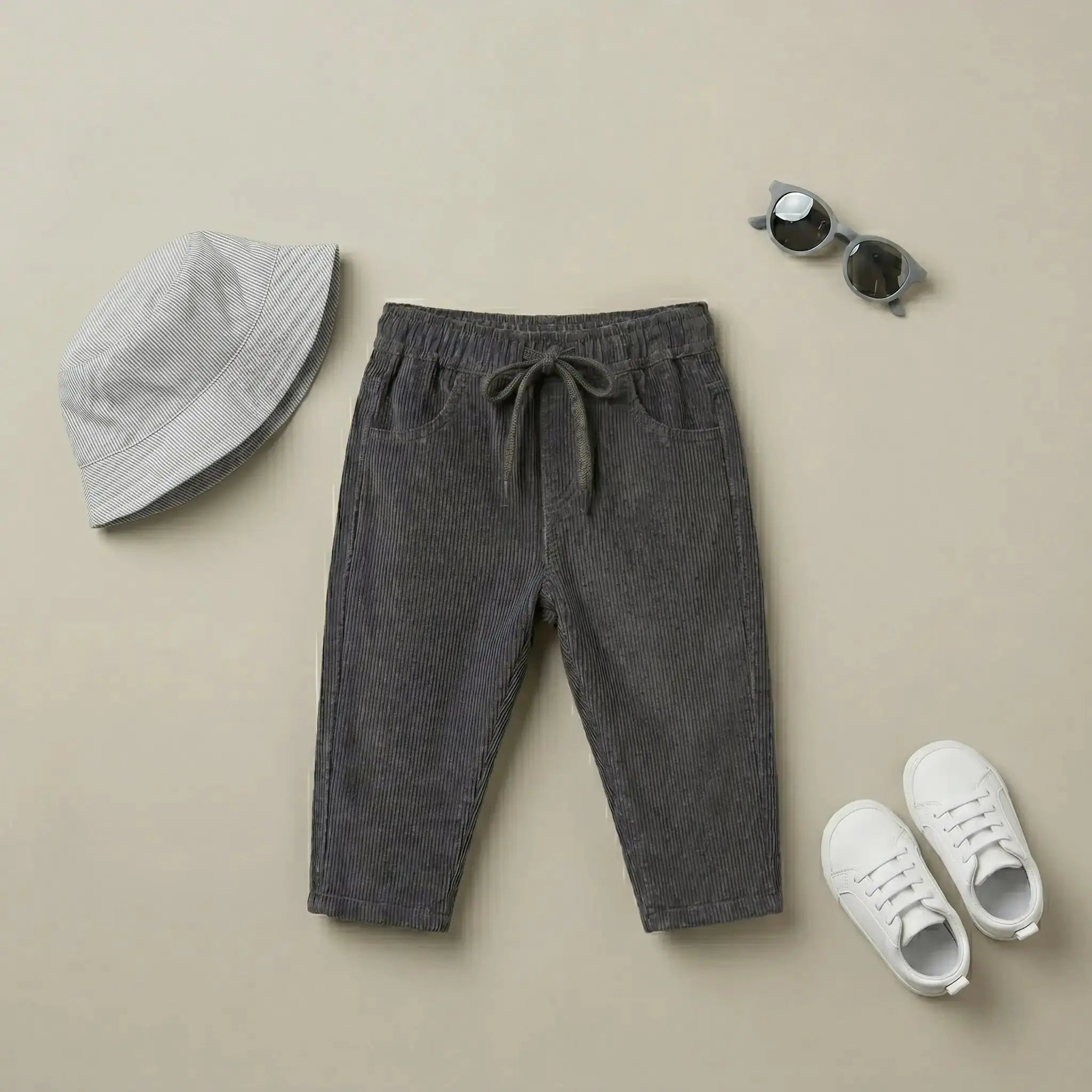 Grey Corduroy Pants Momuko Kids