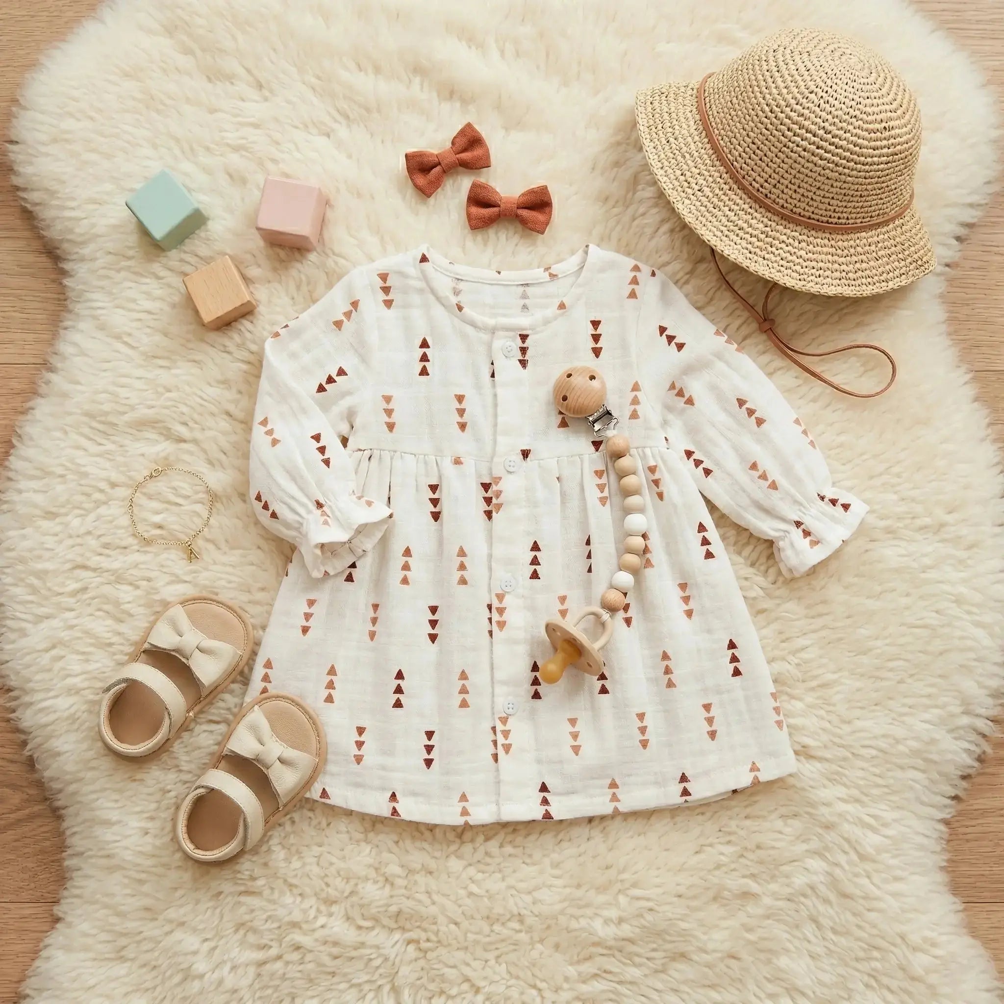 Full Sleeve Muslin Frock (Set of 3) Momuko Kids