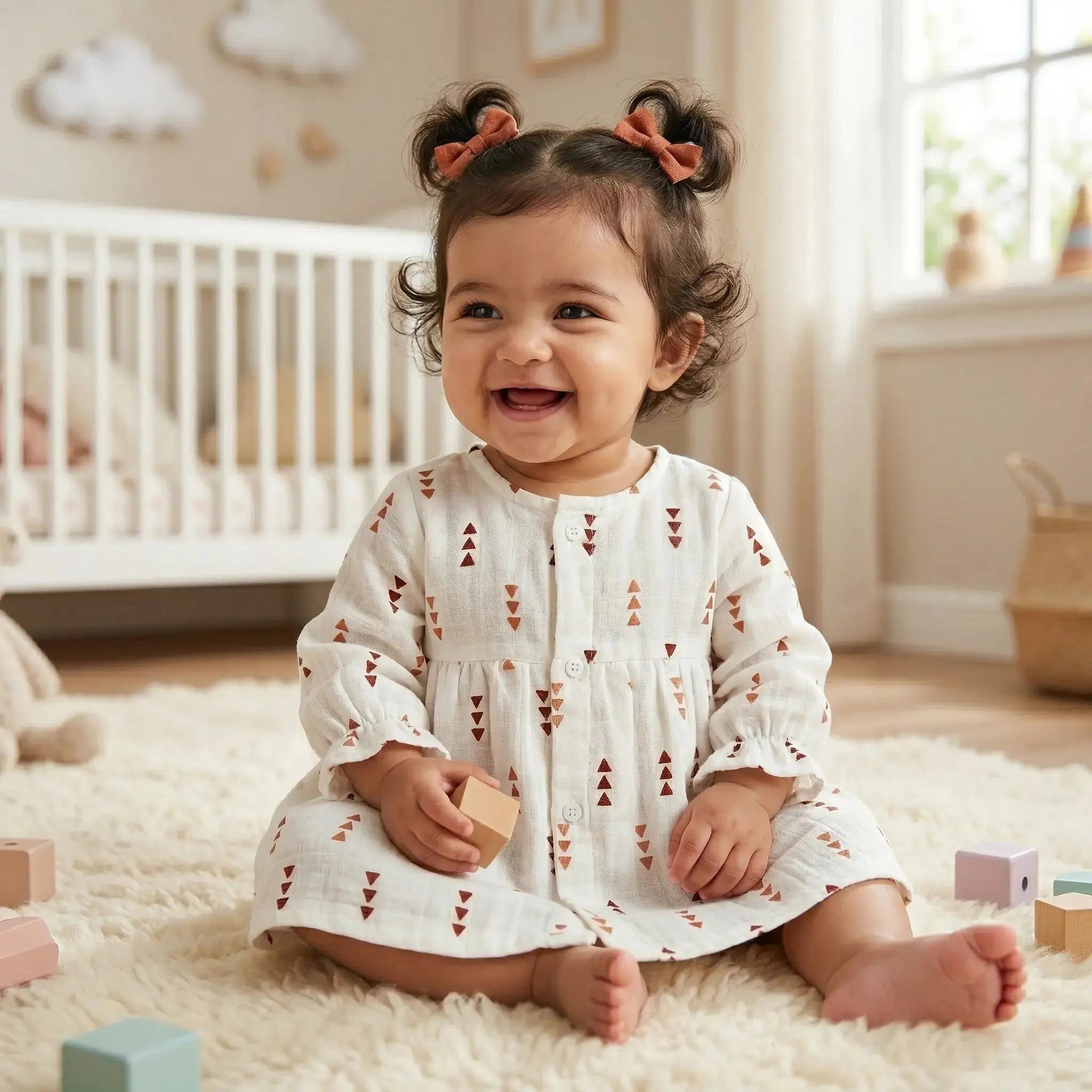 Full Sleeve Muslin Frock (Set of 3) Momuko Kids