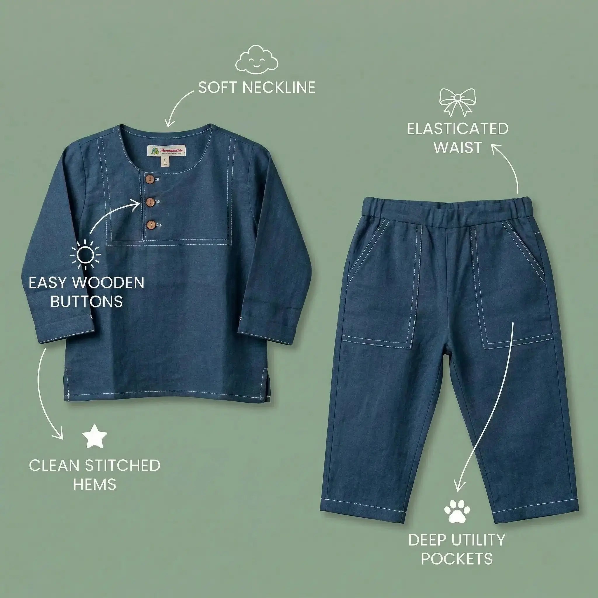 Full Sleeve Short Kurta with Pants Momuko Kids