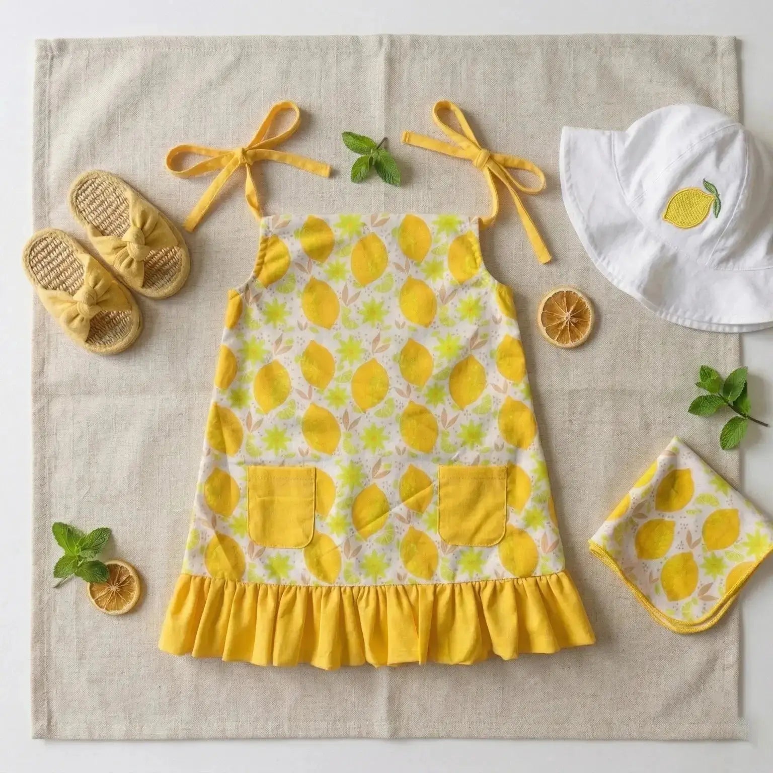 Lemon Print Pillow Dress Momuko Kids