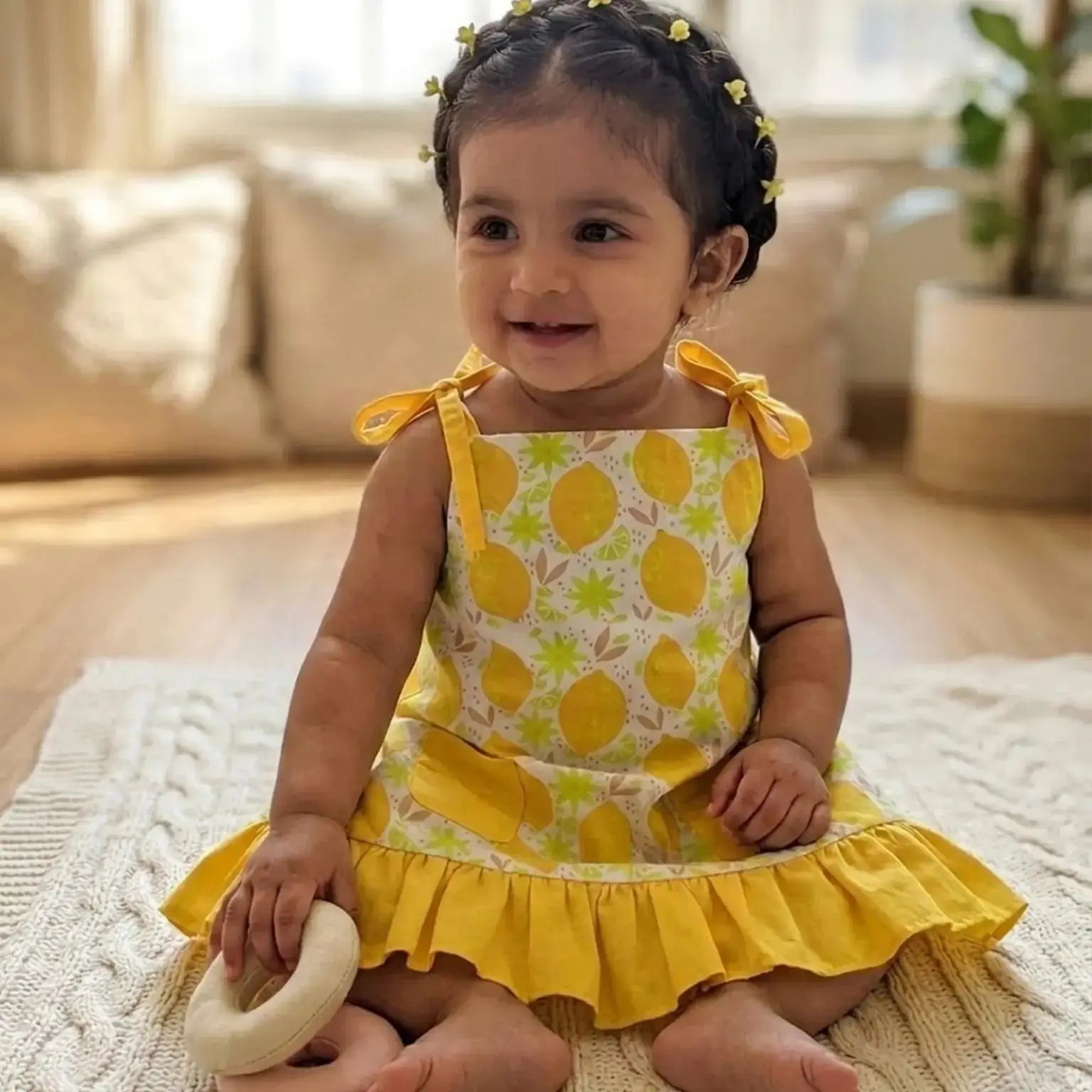 Lemon Print Pillow Dress Momuko Kids