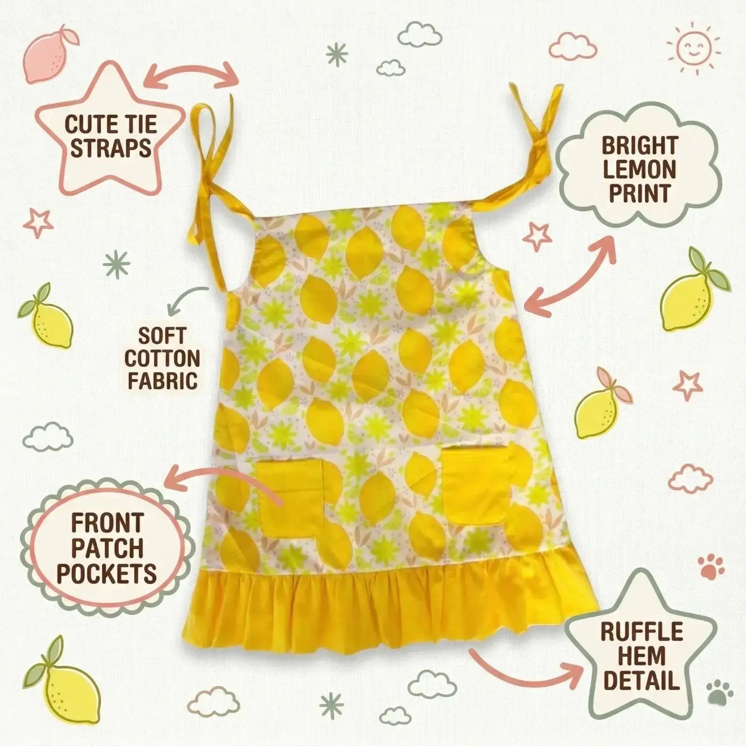 Lemon Print Pillow Dress Momuko Kids