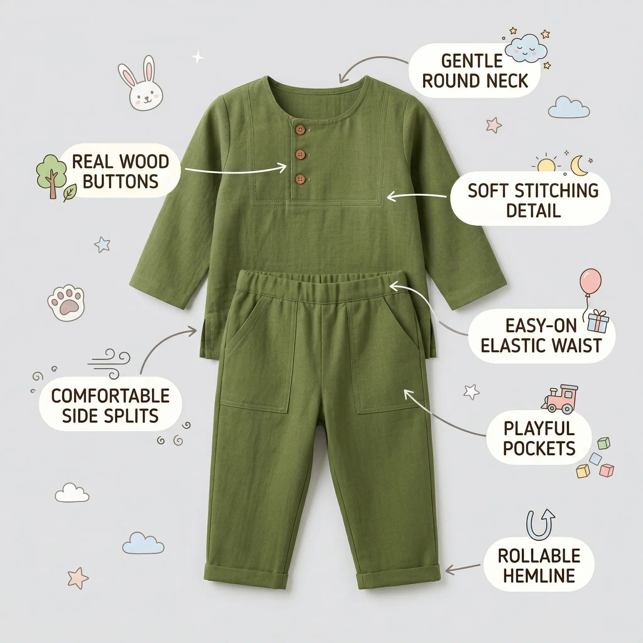 Full Sleeve Short Kurta with Pants