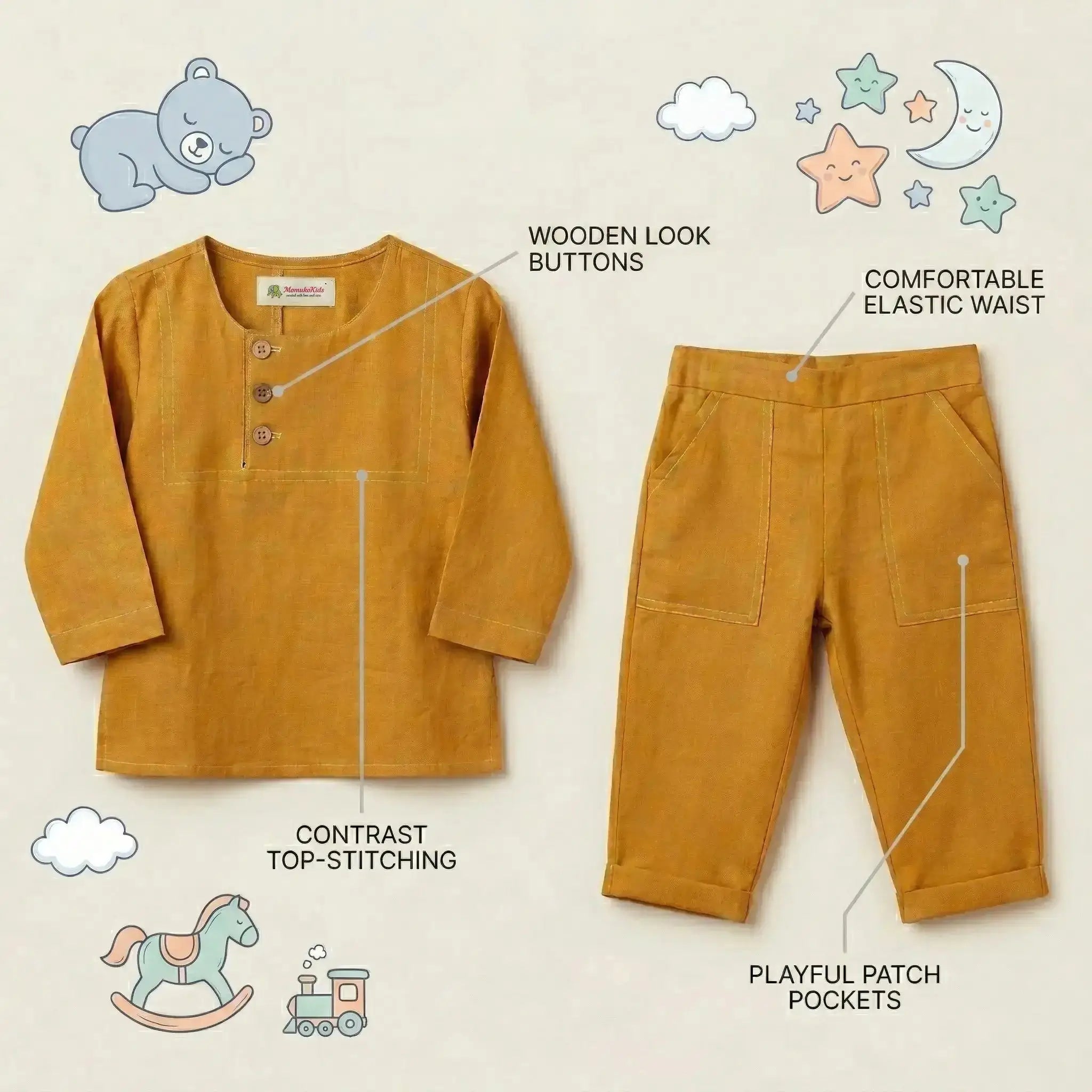 Full Sleeve Short Kurta with Pants Momuko Kids