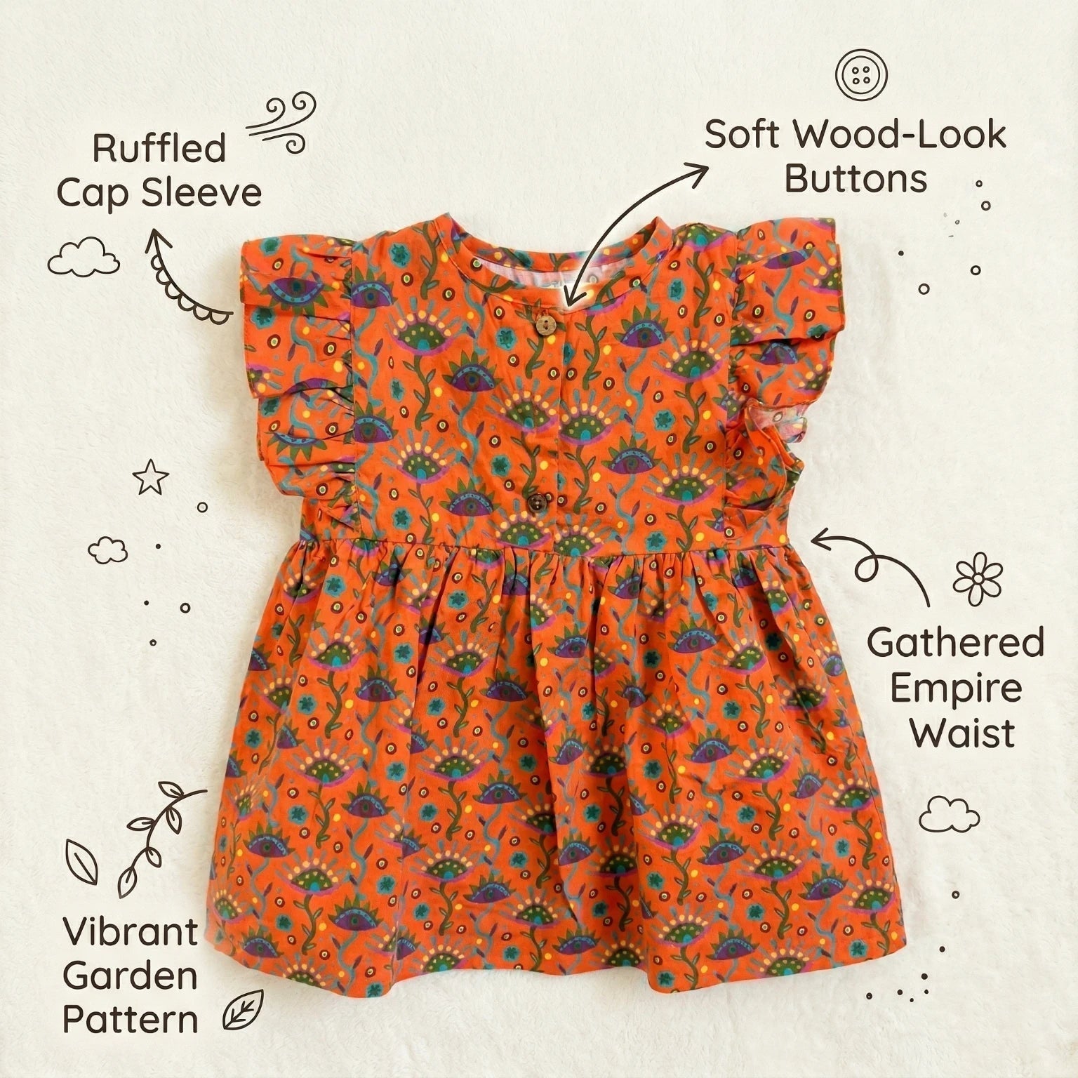 Orange Forest Ruffle Frock
