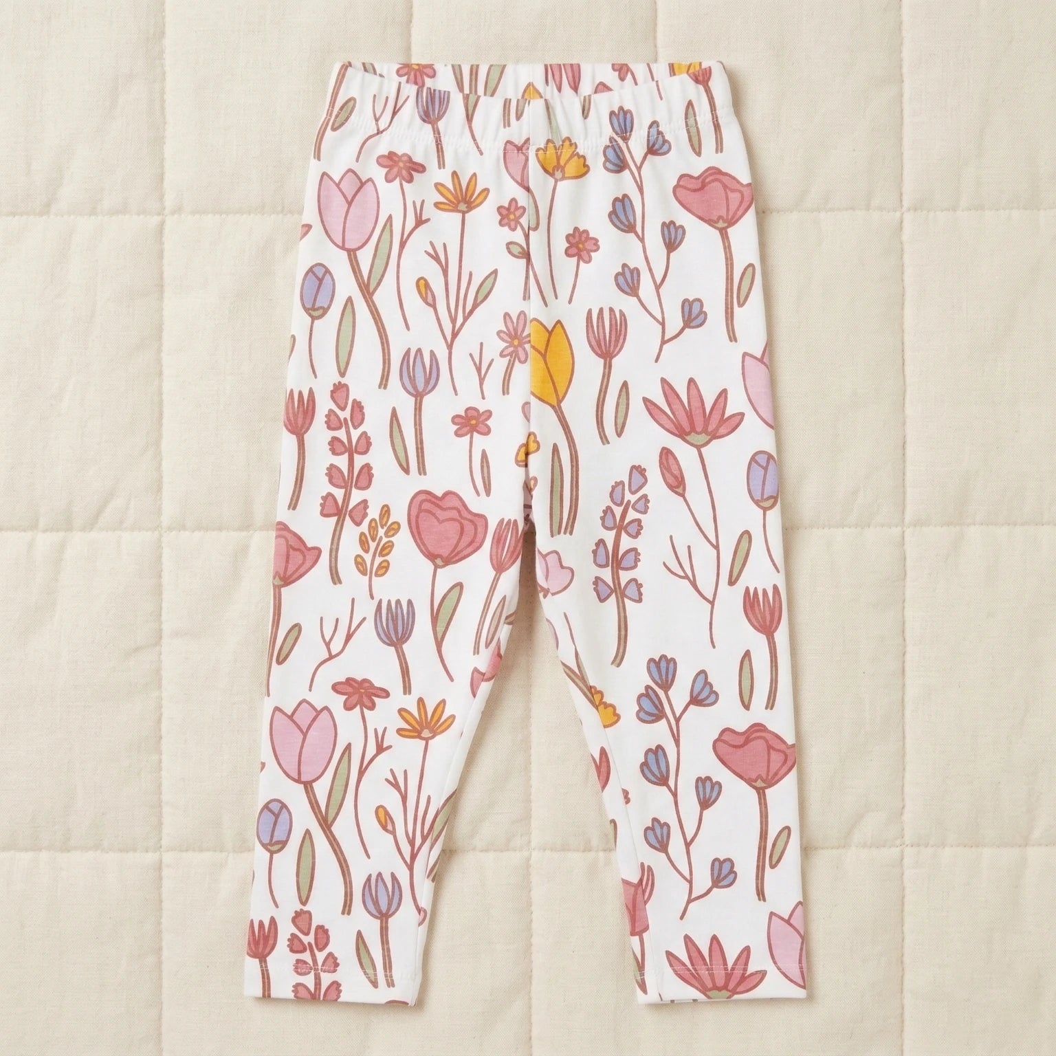 Leggings - Floral White and Pink Momuko Kids