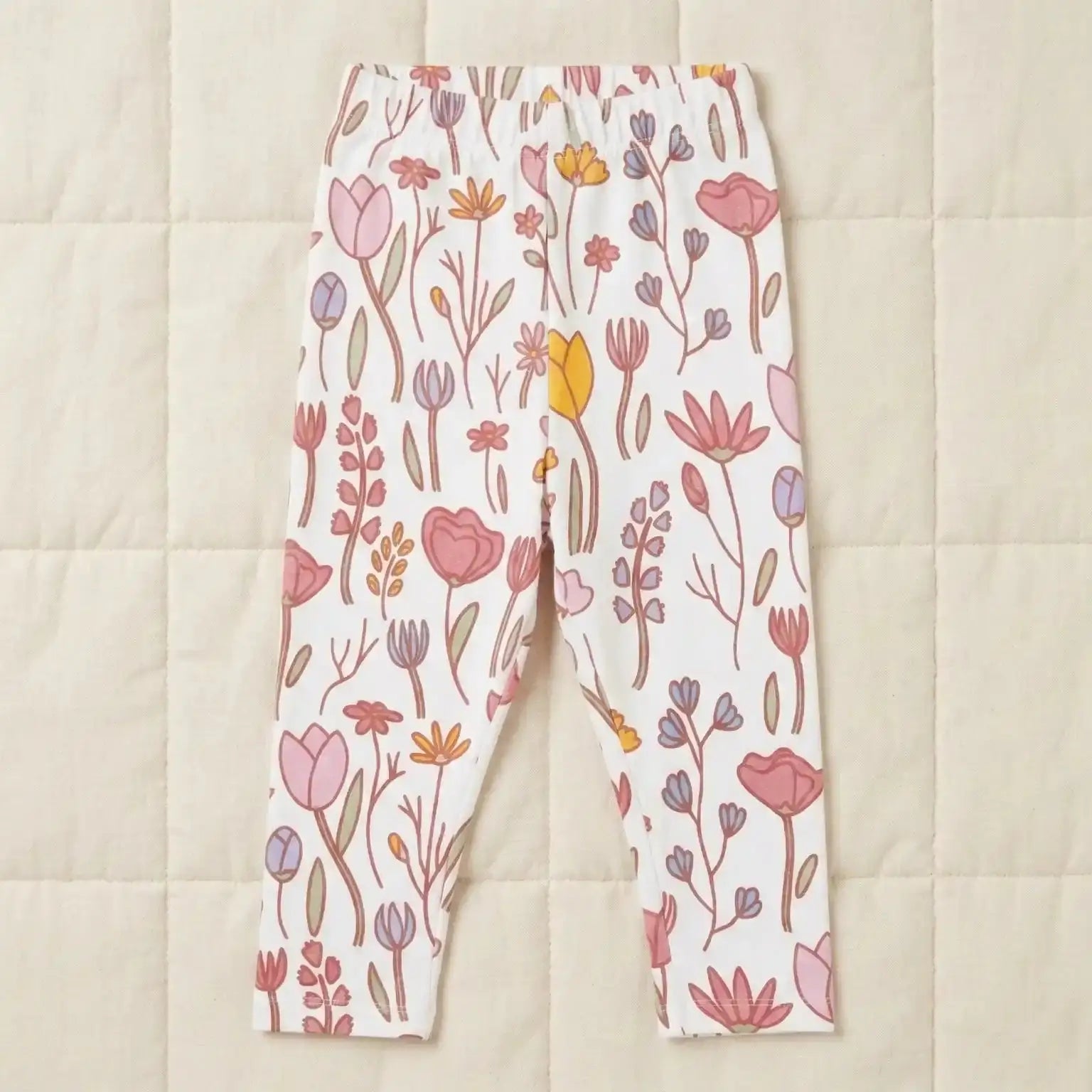 Leggings - Floral White and Pink