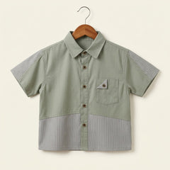Shirt with Striped Hem - Green Momuko Kids