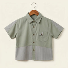 Shirt with Striped Hem - Green Momuko Kids