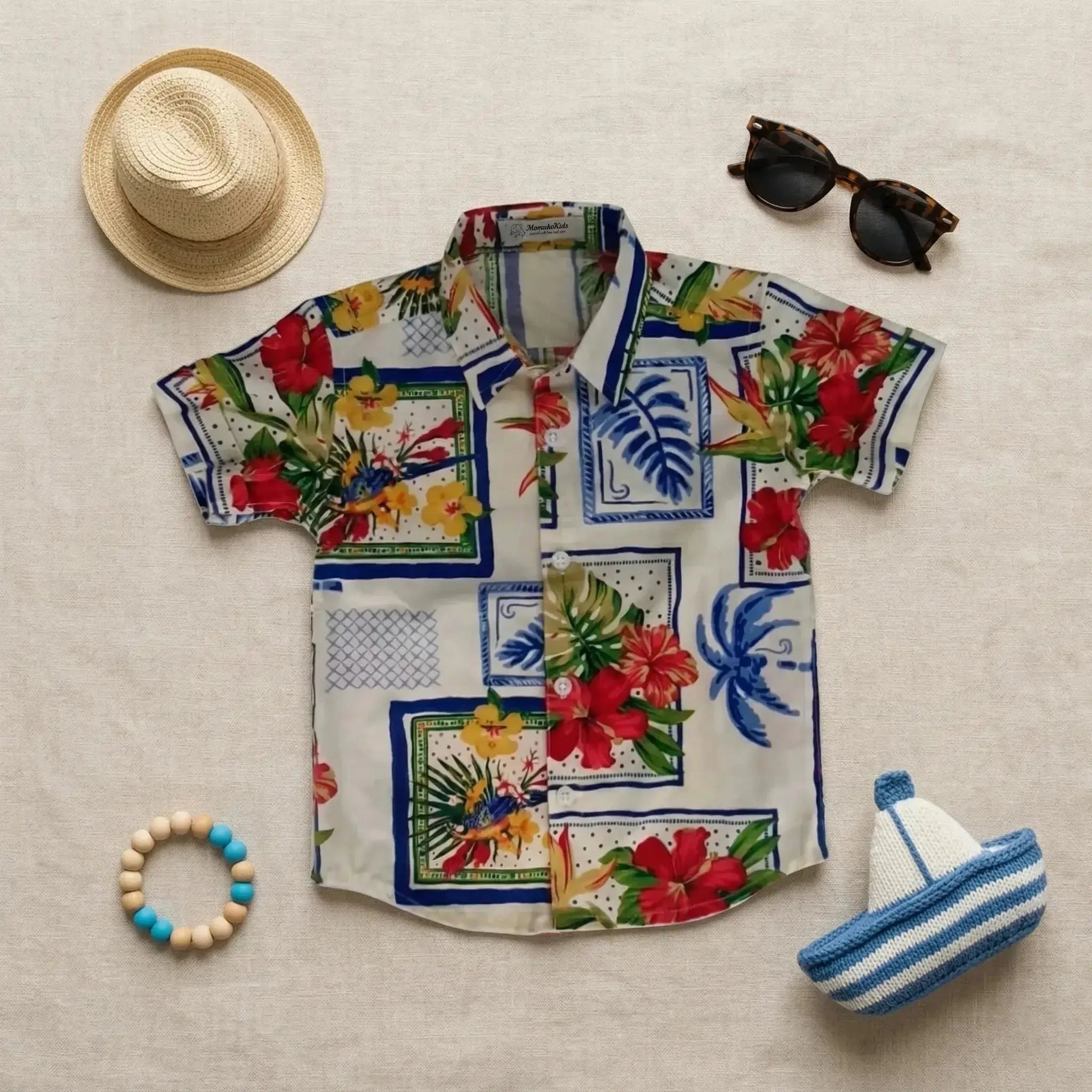 Short Sleeve Tropical Collage Print Shirt Momuko Kids