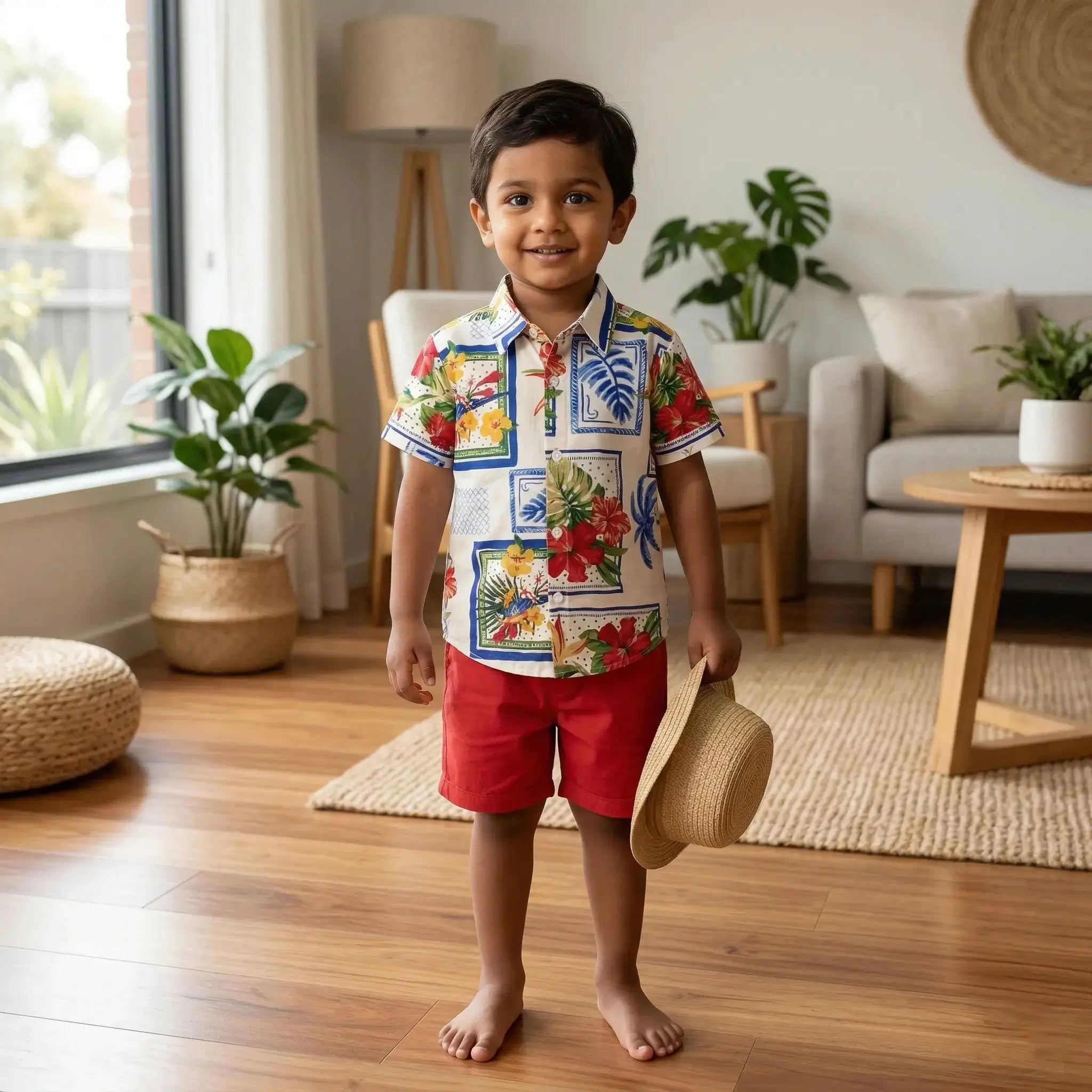 Short Sleeve Tropical Collage Print Shirt Momuko Kids