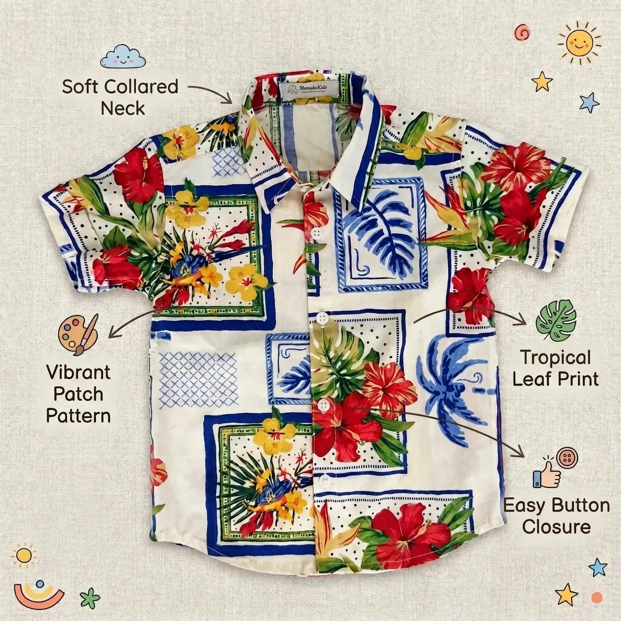 Short Sleeve Tropical Collage Print Shirt Momuko Kids