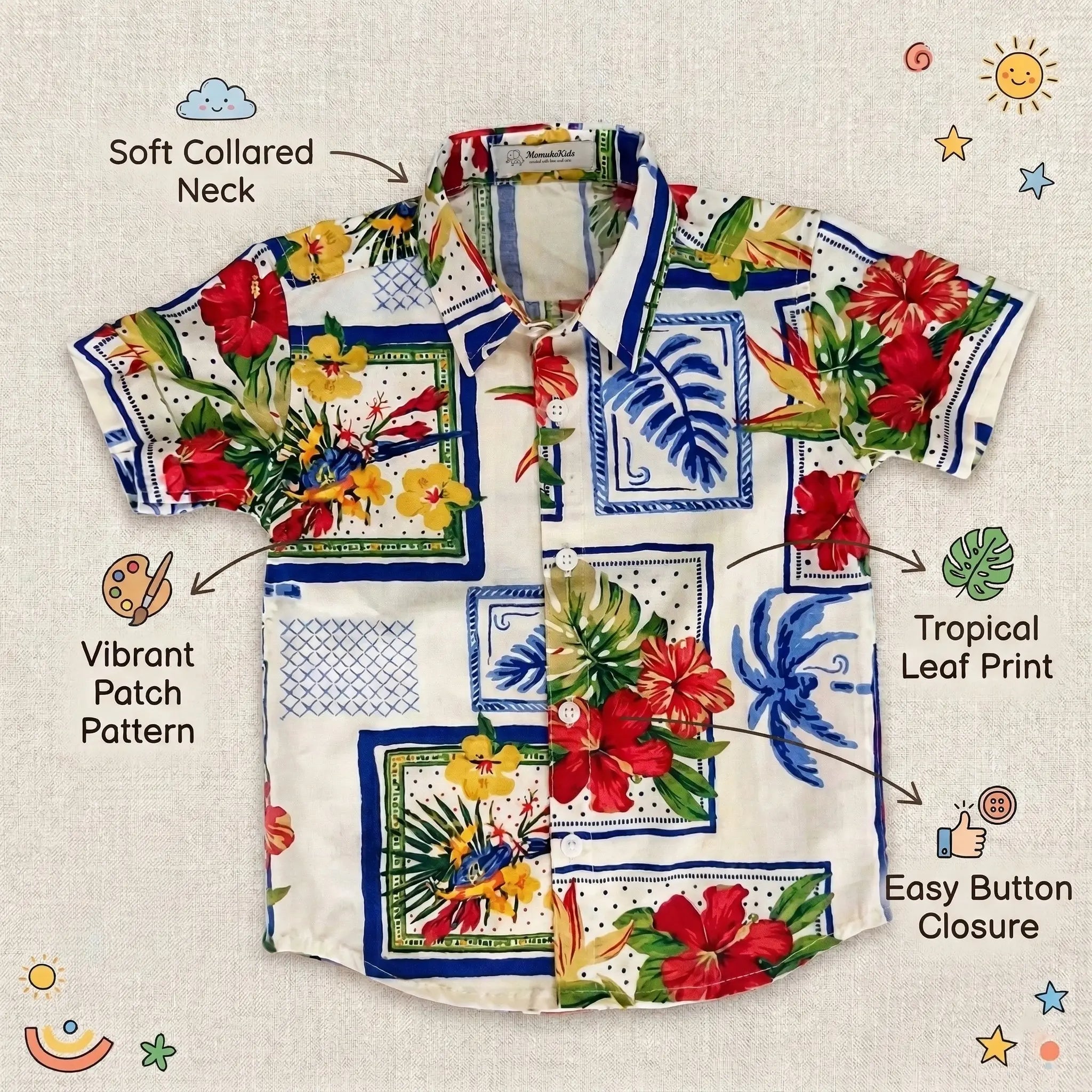 Short Sleeve Tropical Collage Print Shirt
