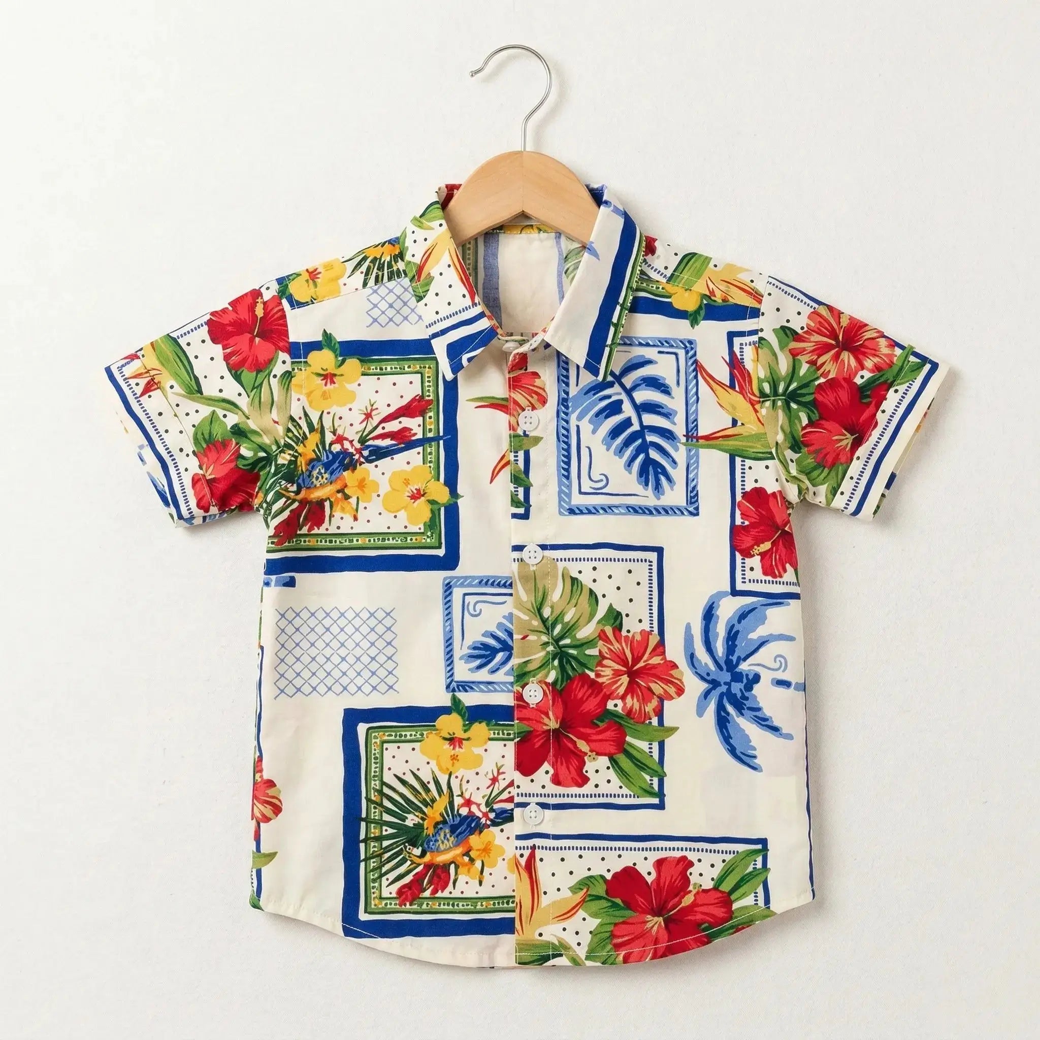 Short Sleeve Tropical Collage Print Shirt