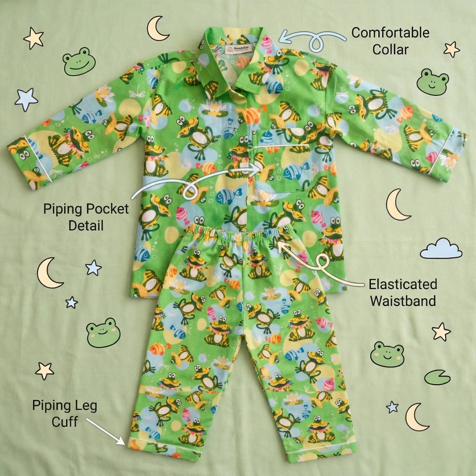 Frog Print Full Sleeve Night Suit
