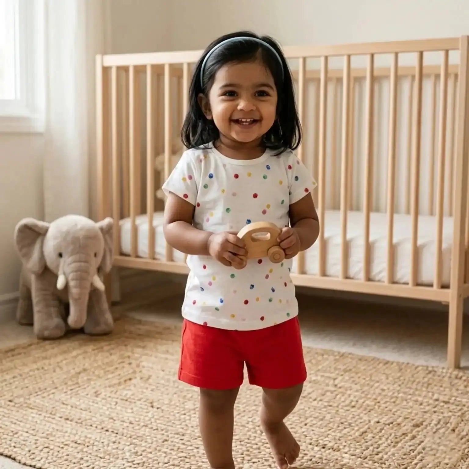 White Half Sleeve Polka Dot T-shirt Momuko Kids