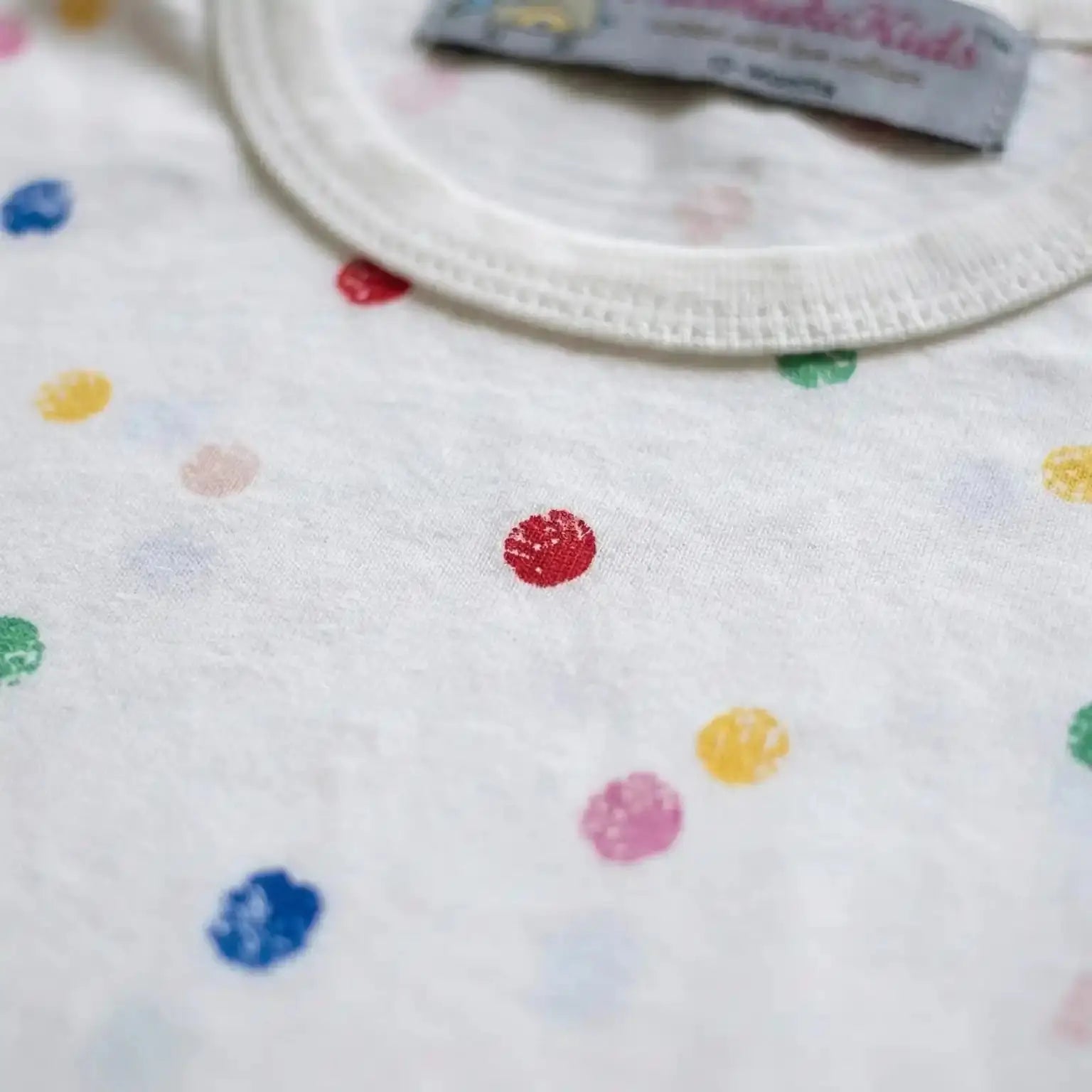White Half Sleeve Polka Dot T-shirt