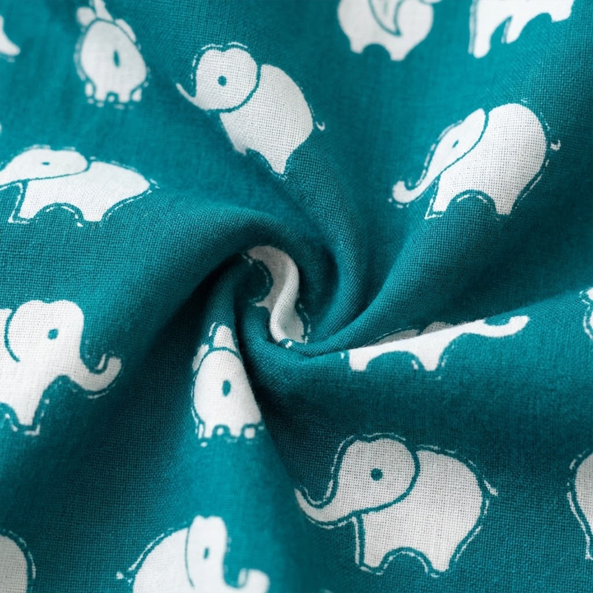 V-Neck Front Button Jhabhla with Shorts - Raama Green Elephant Print Momuko Kids