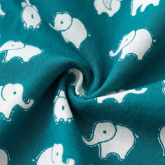V-Neck Front Button Jhabhla with Shorts - Raama Green Elephant Print Momuko Kids