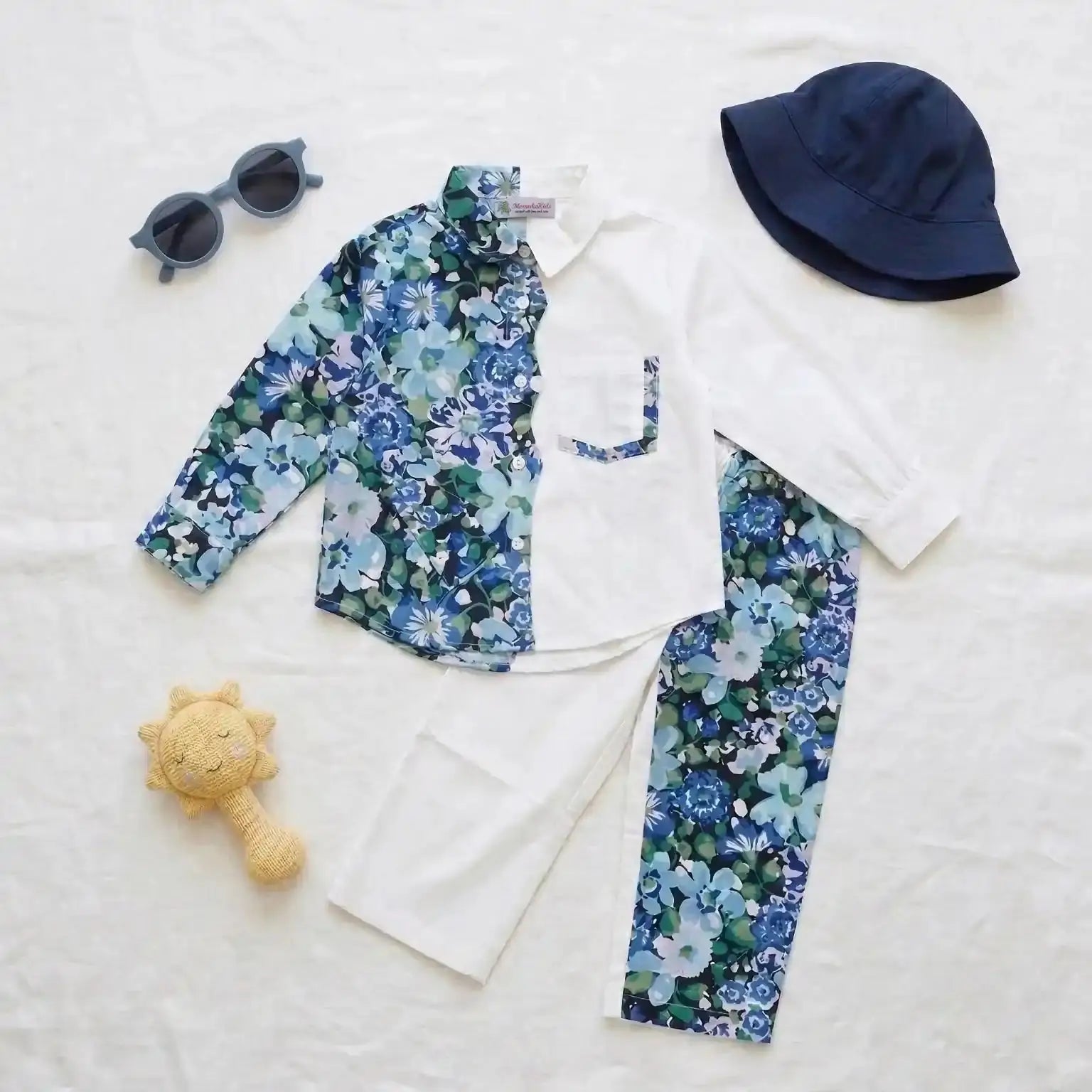 White And Blue Floral Half & Half Co-Ord Set