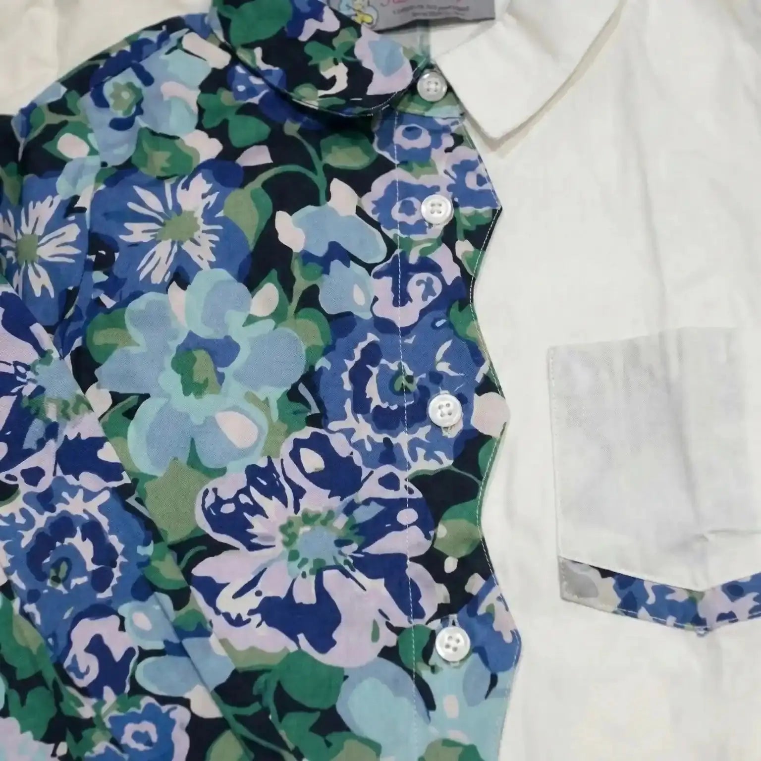 White And Blue Floral Half & Half Co-Ord Set Momuko Kids