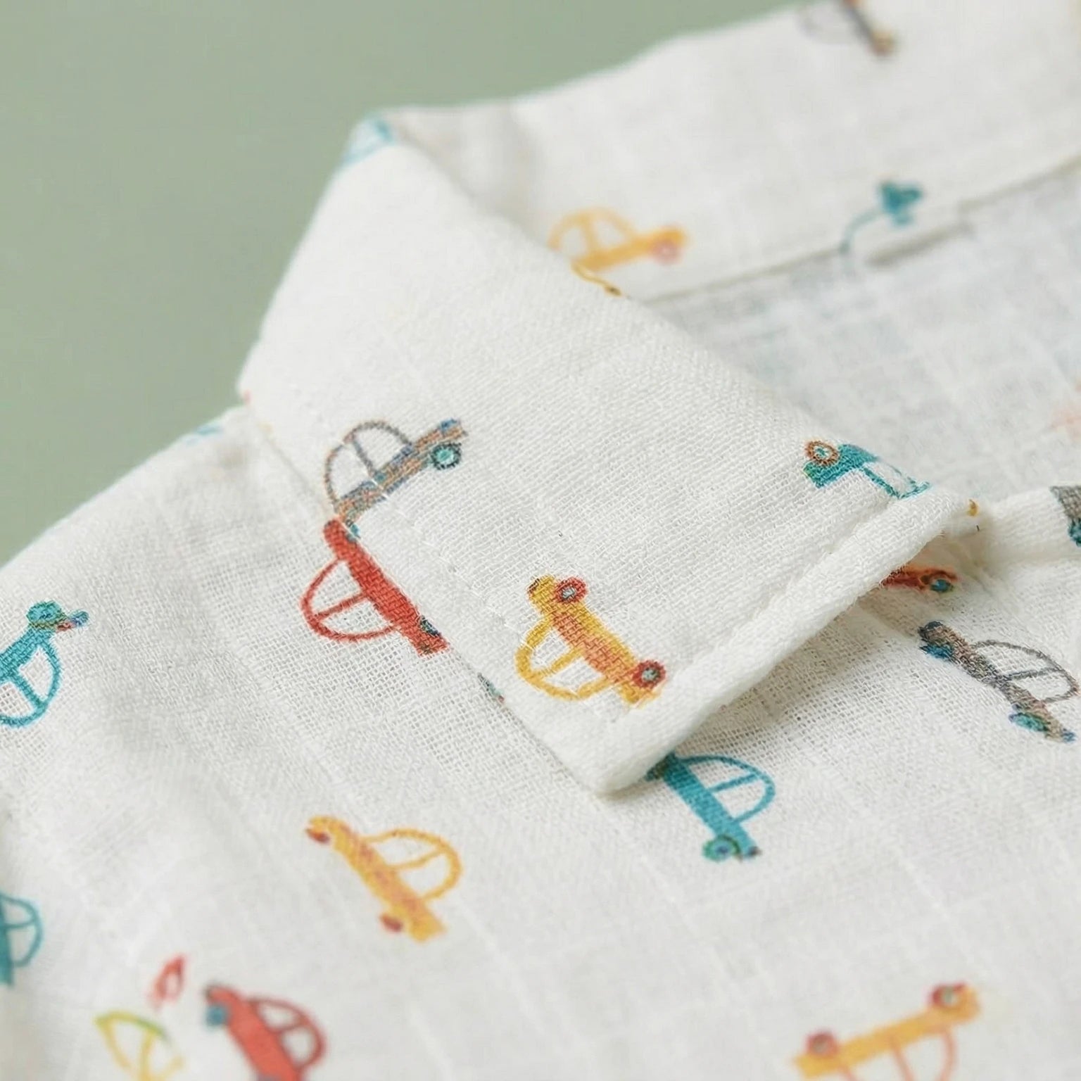 Colored Car – Collared Muslin Night Suit
