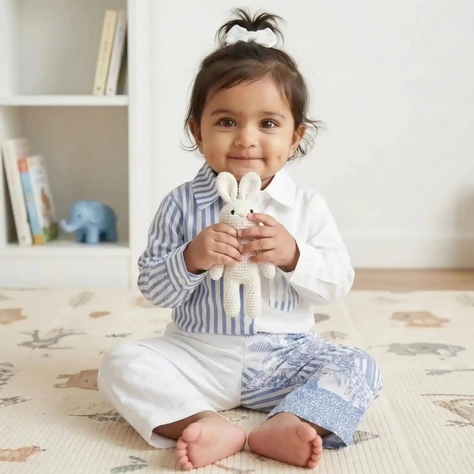 White and Stripes Half & Half Co-ord Set Momuko Kids