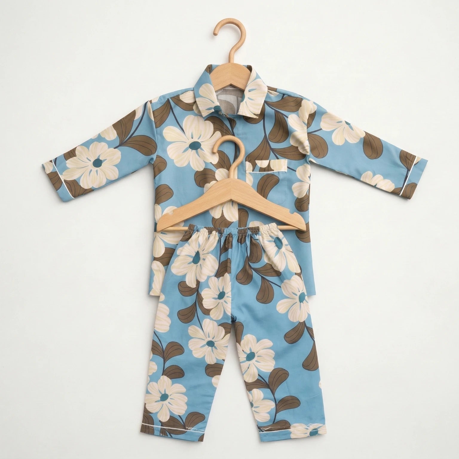 Blue Floral Full Sleeve Night Suit Momuko Kids