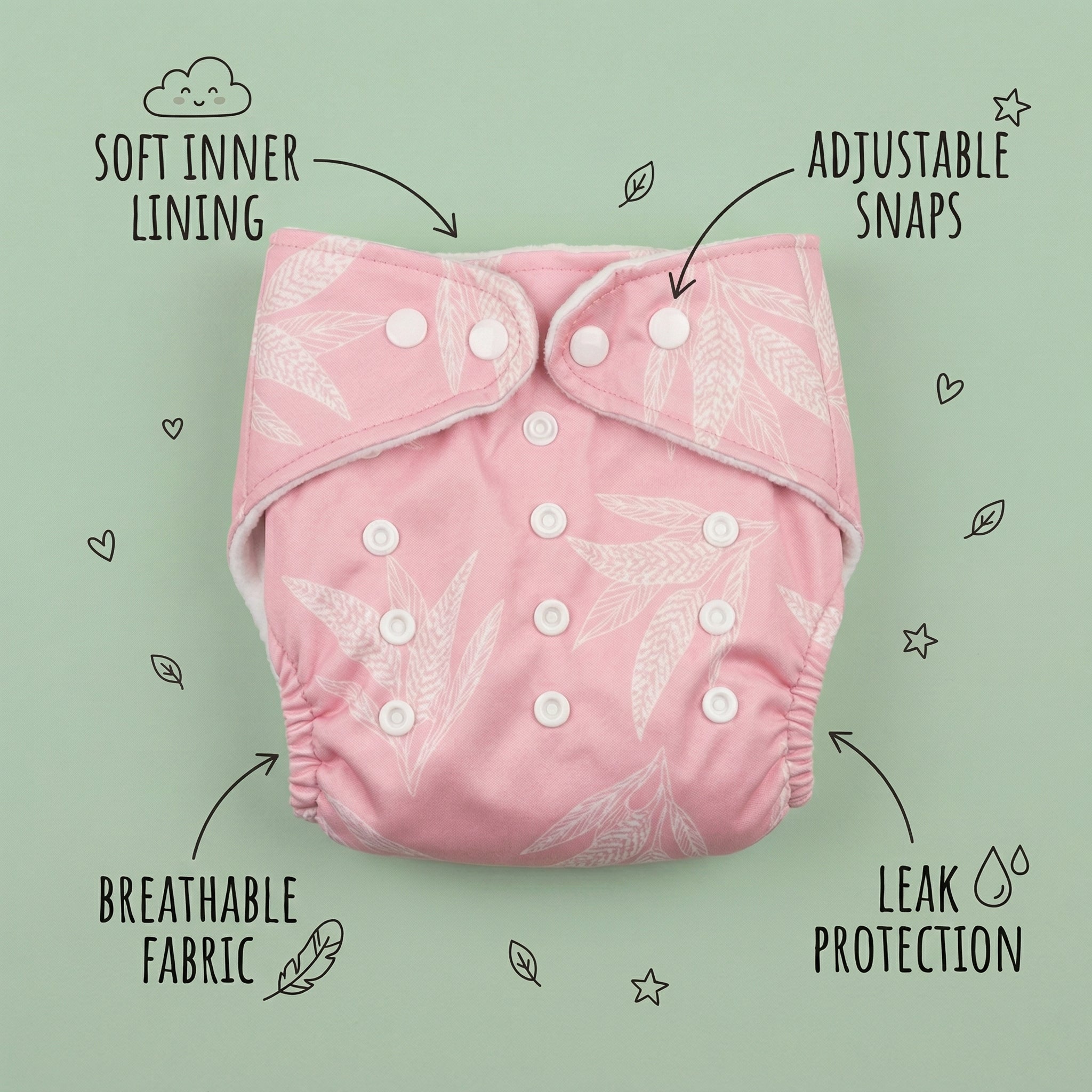 Cloth Diaper With 6 Layer Insert Pad