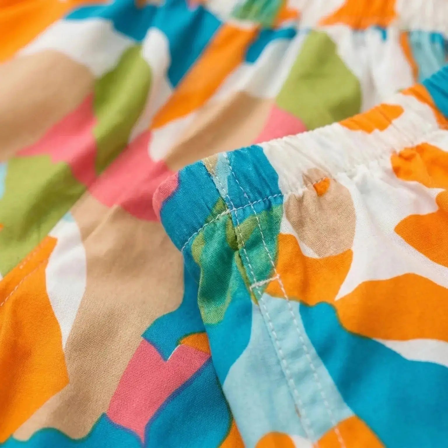 Tropical Orange and Blue Print Shirt and Shorts Set Momuko Kids