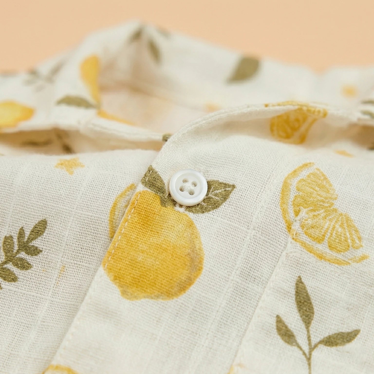 Lemon Leaf – Collared Muslin Night Suit Momuko Kids