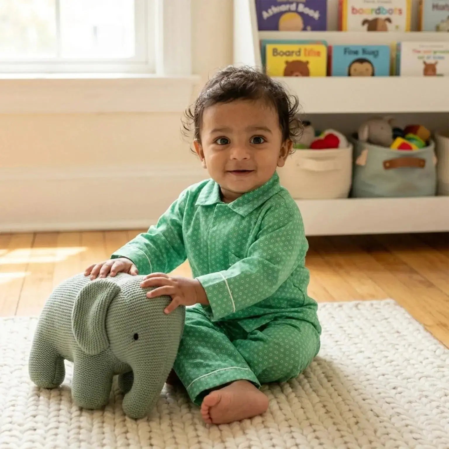 Green Print Full Sleeve Night Suit Momuko Kids