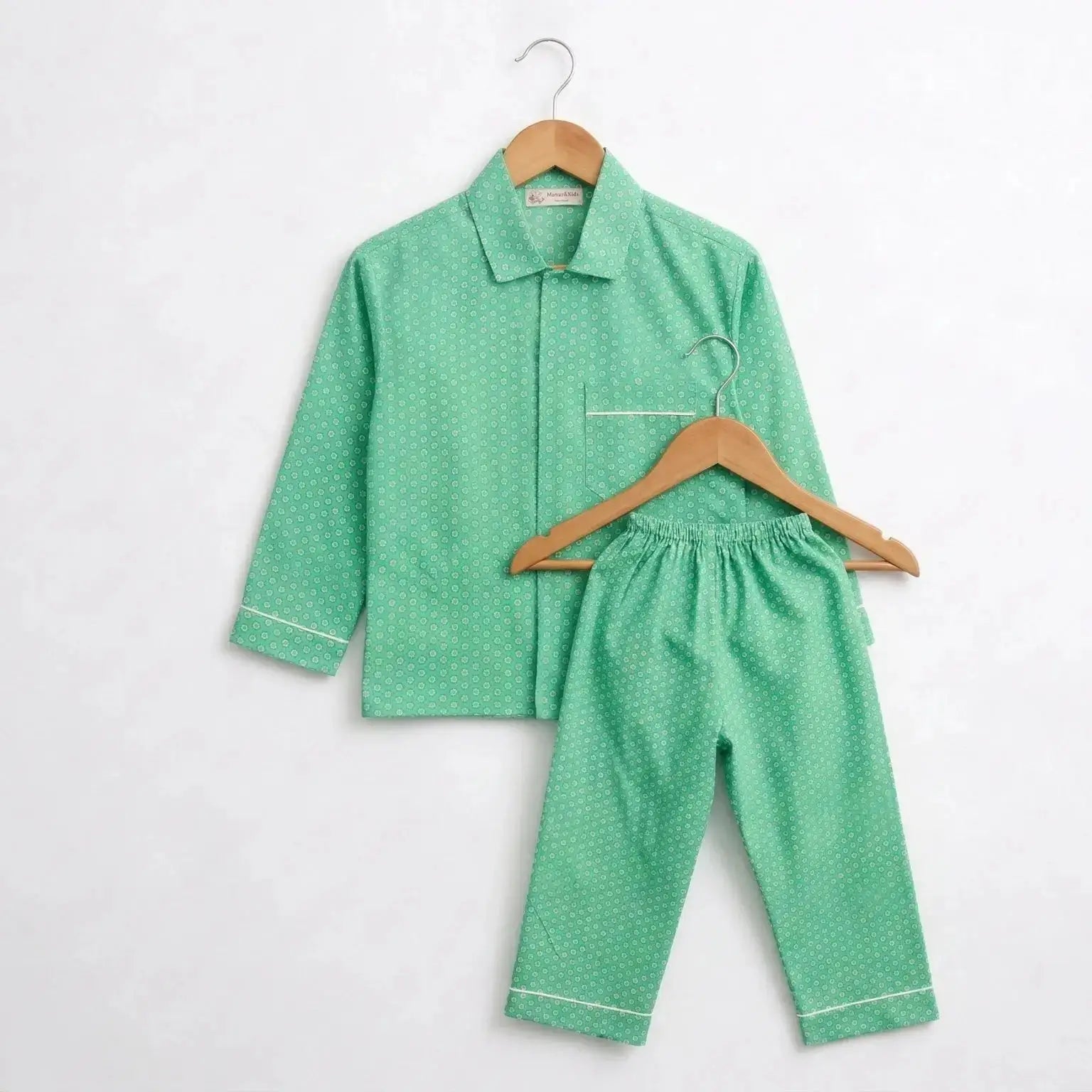 Green Print Full Sleeve Night Suit Momuko Kids