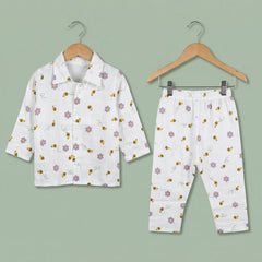 Honey Bee – Collared Muslin Night Suit Momuko Kids