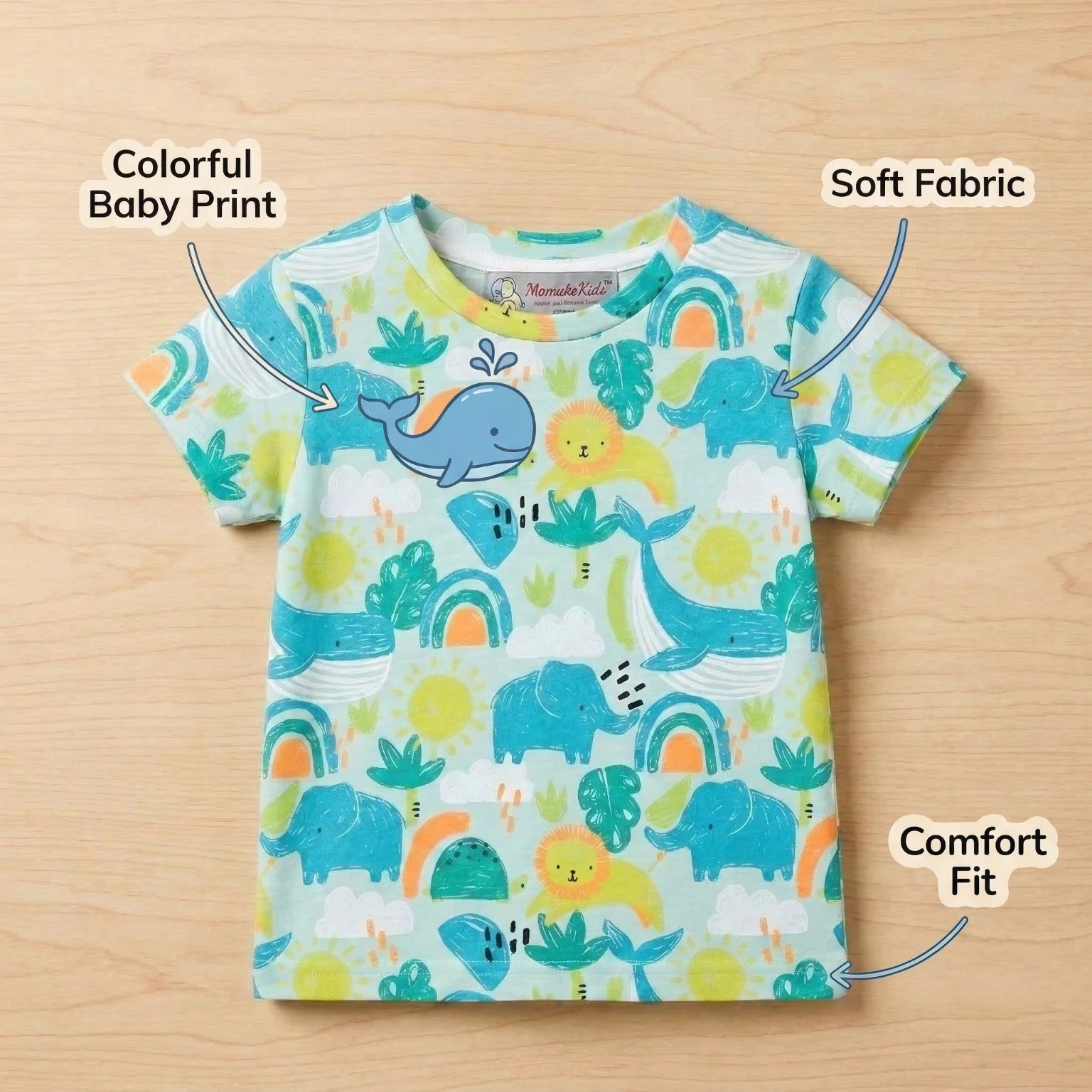 Teal Elephant - T-shirt