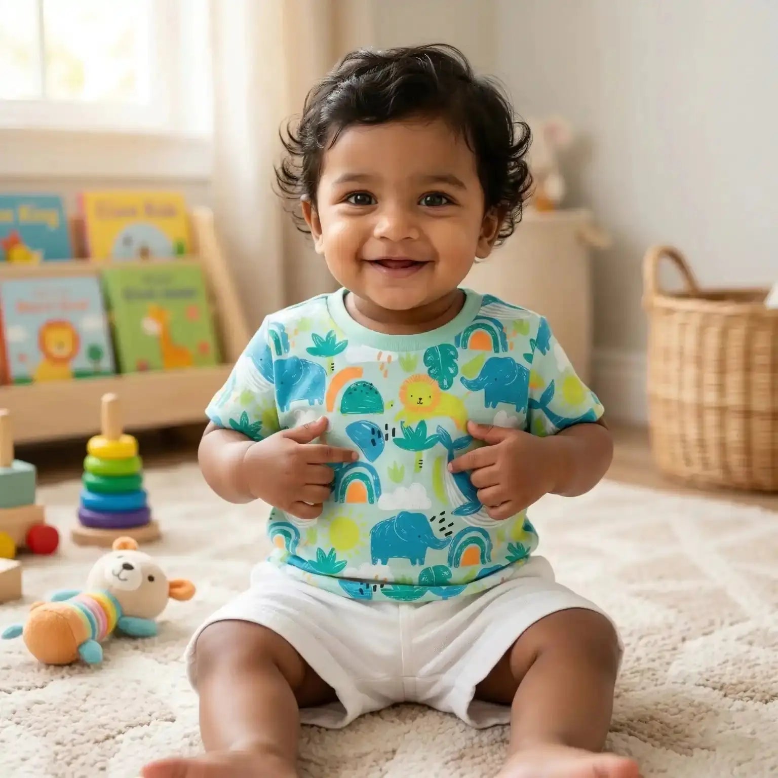Teal Elephant - T-shirt Momuko Kids