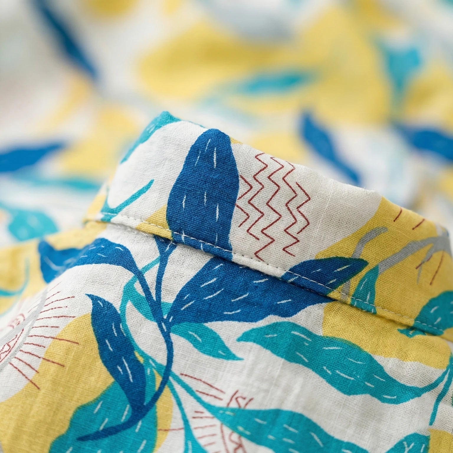Tropical Blue and Yellow Print Shirt and Shorts Set