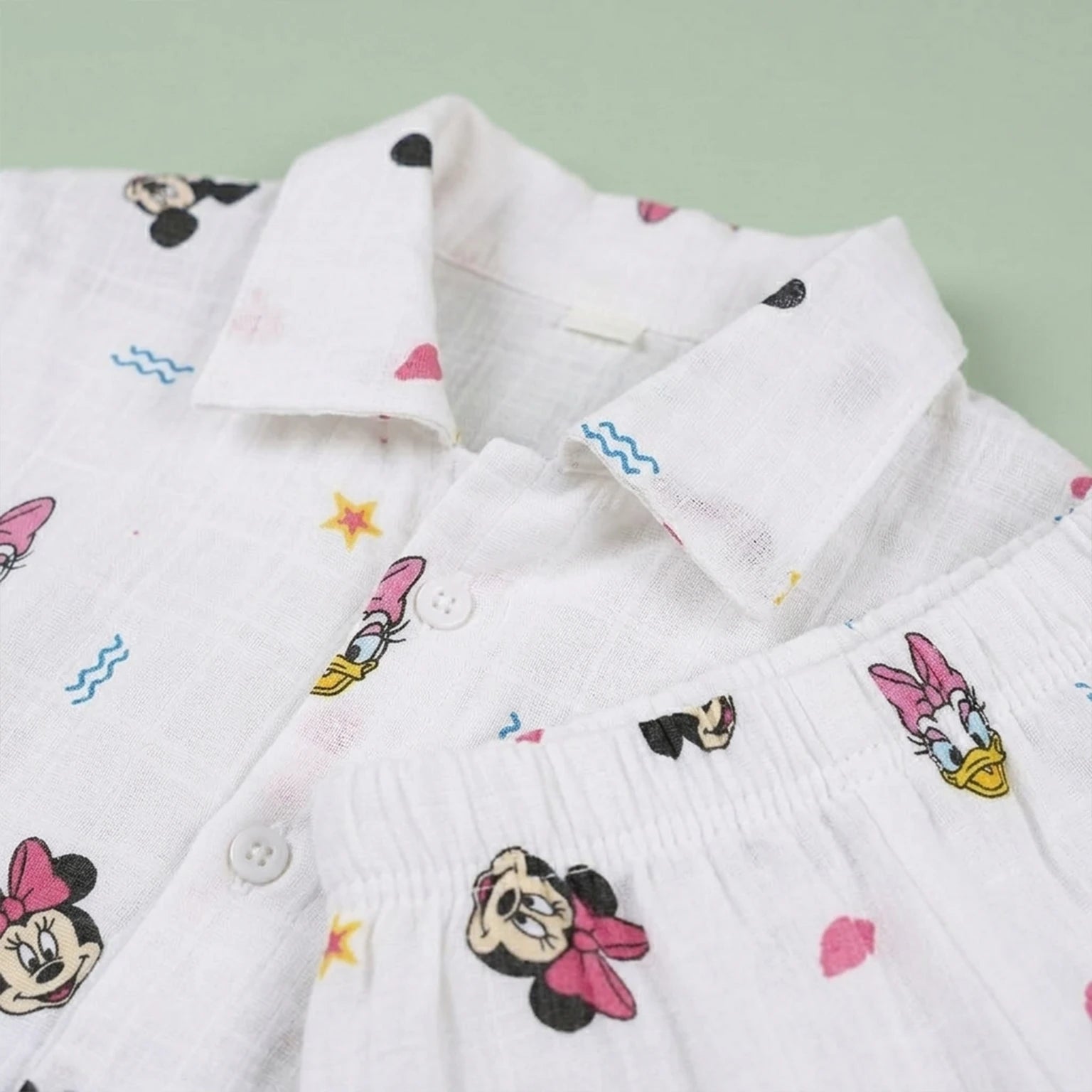 Mickey – Collared Muslin Night Suit