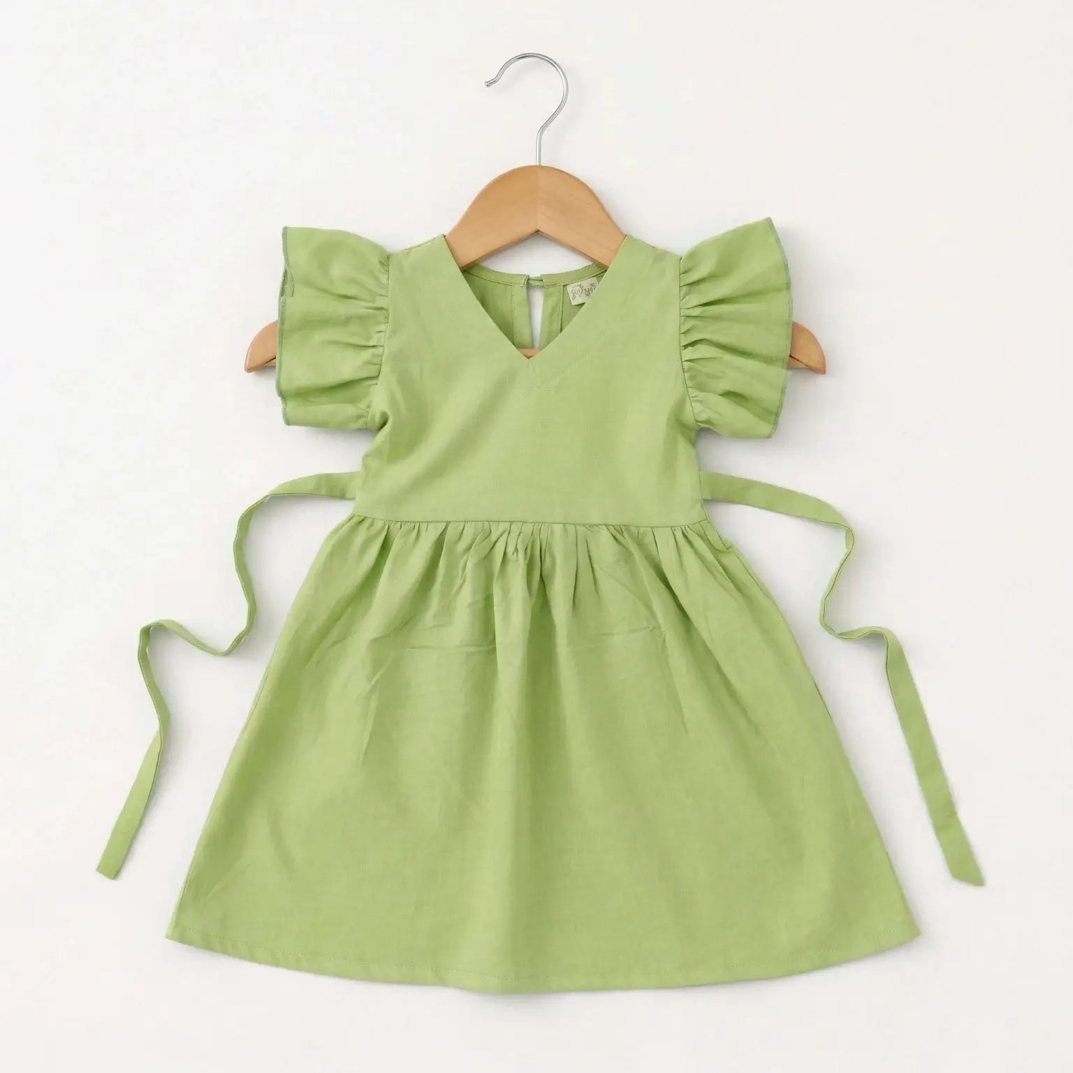 Ruffle Sleeve Green Frock