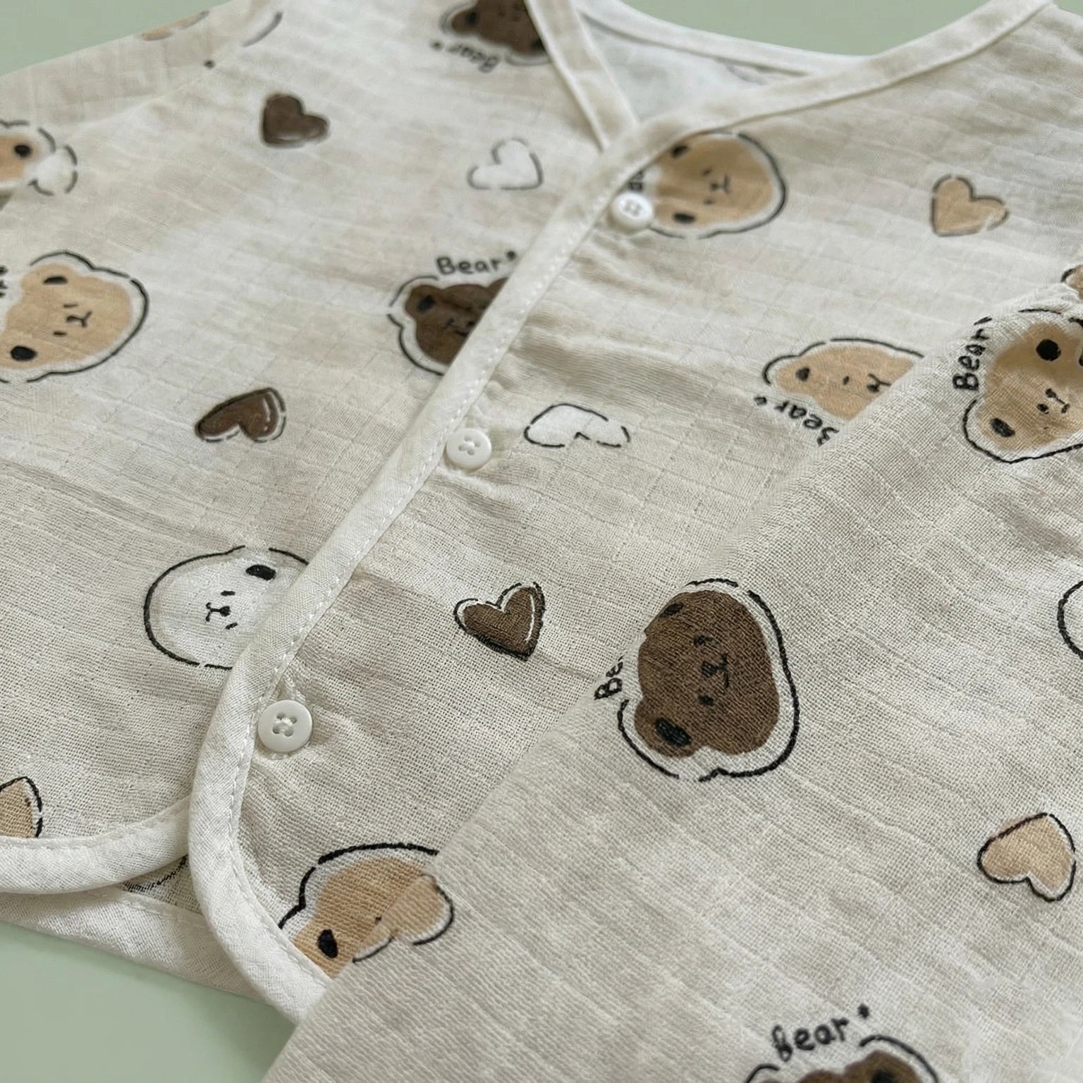 Grey Bear – Full Sleeve Muslin Night Suit