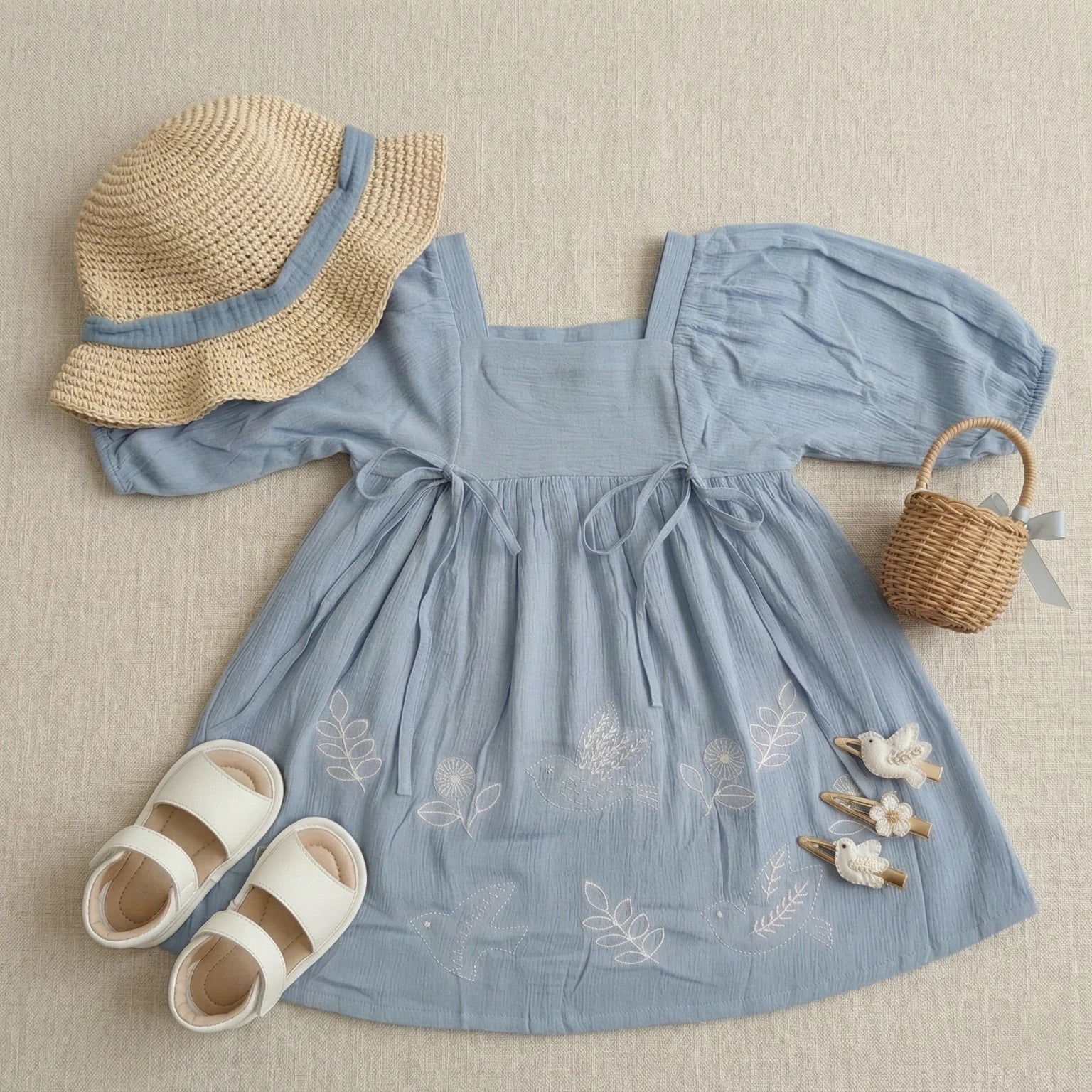 Powder Blue Embroidered Frock