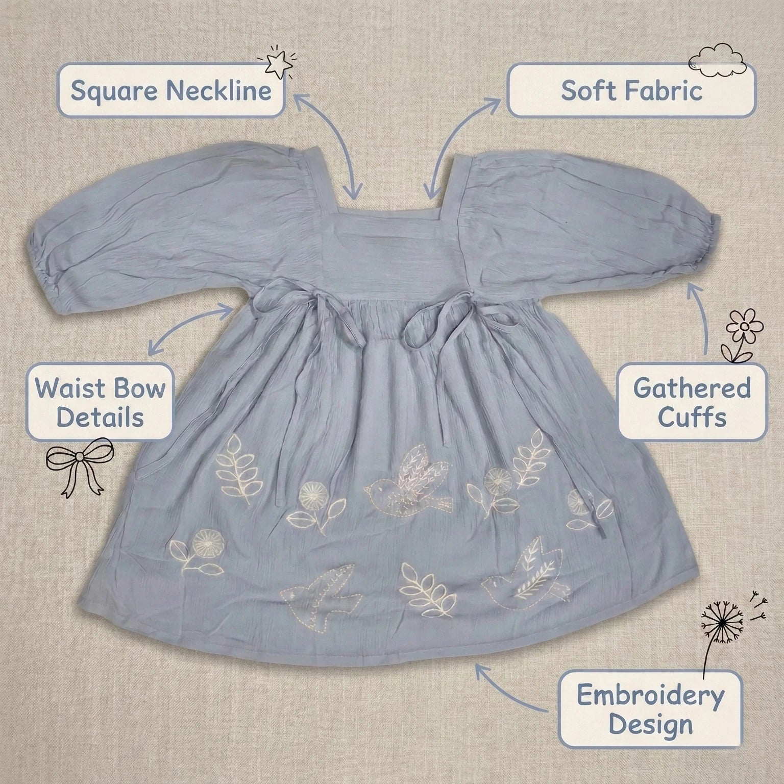 Powder Blue Embroidered Frock